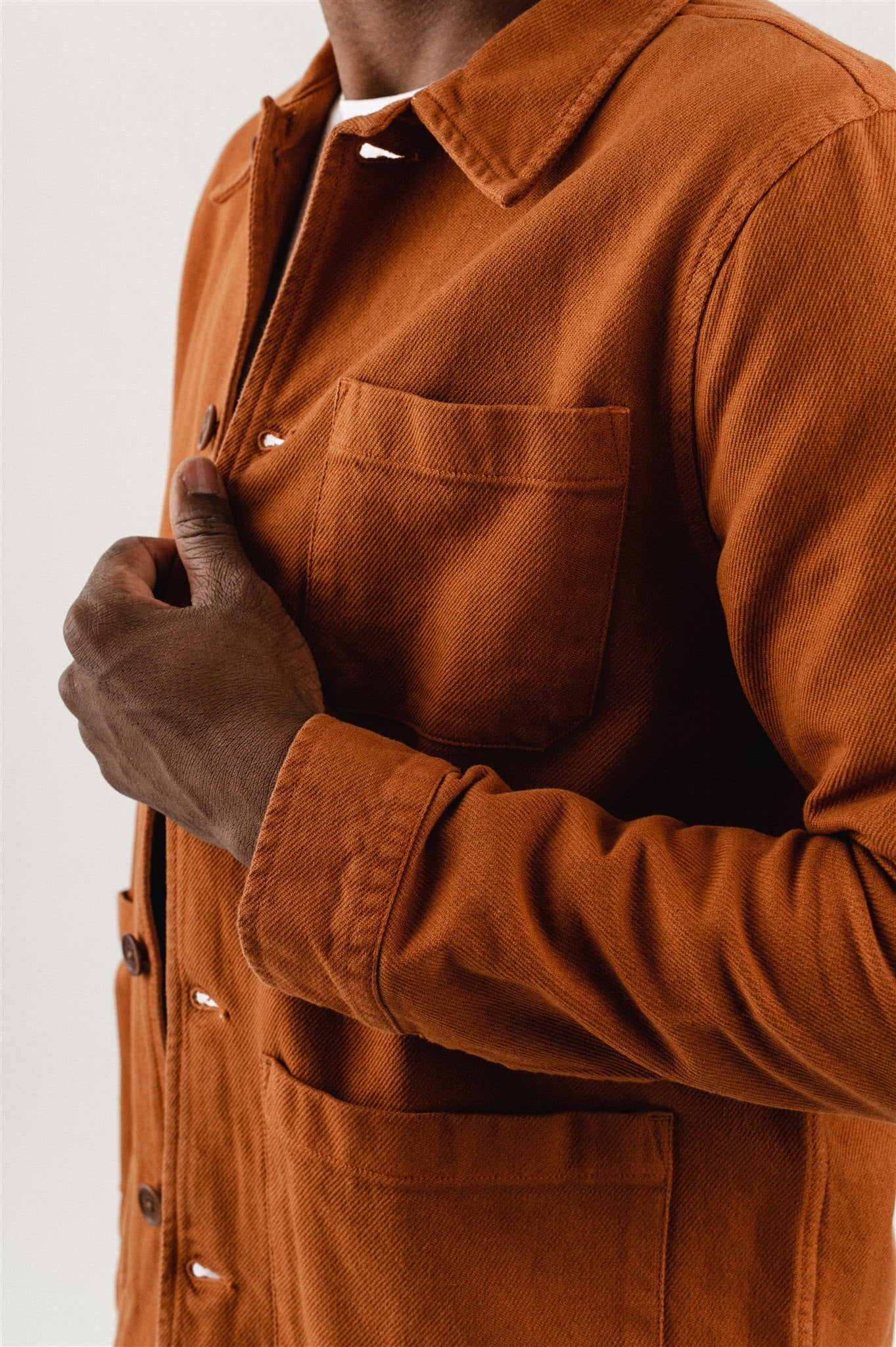 Veste marron en coton bio -Barney Worker Jacket Burnt Orange