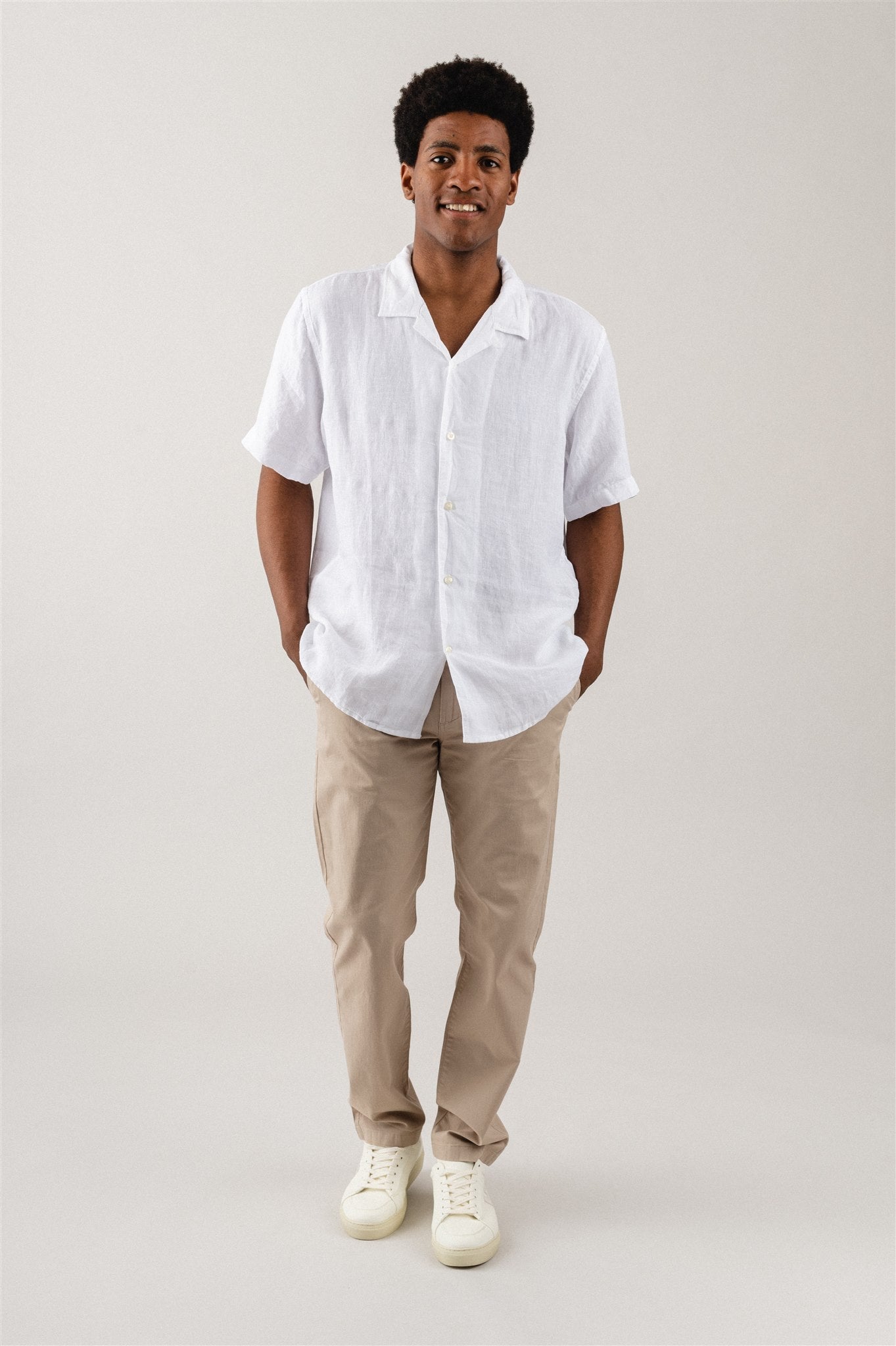 Chemise blanche ample en coton bio et lin - Wave bright white