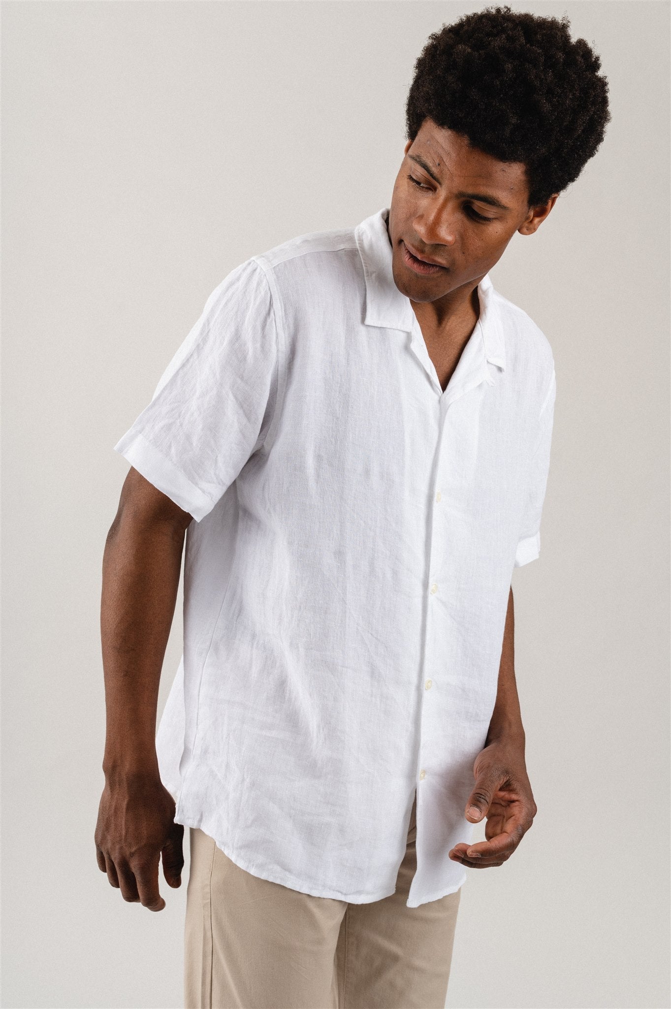 Chemise blanche ample en coton bio et lin - Wave bright white