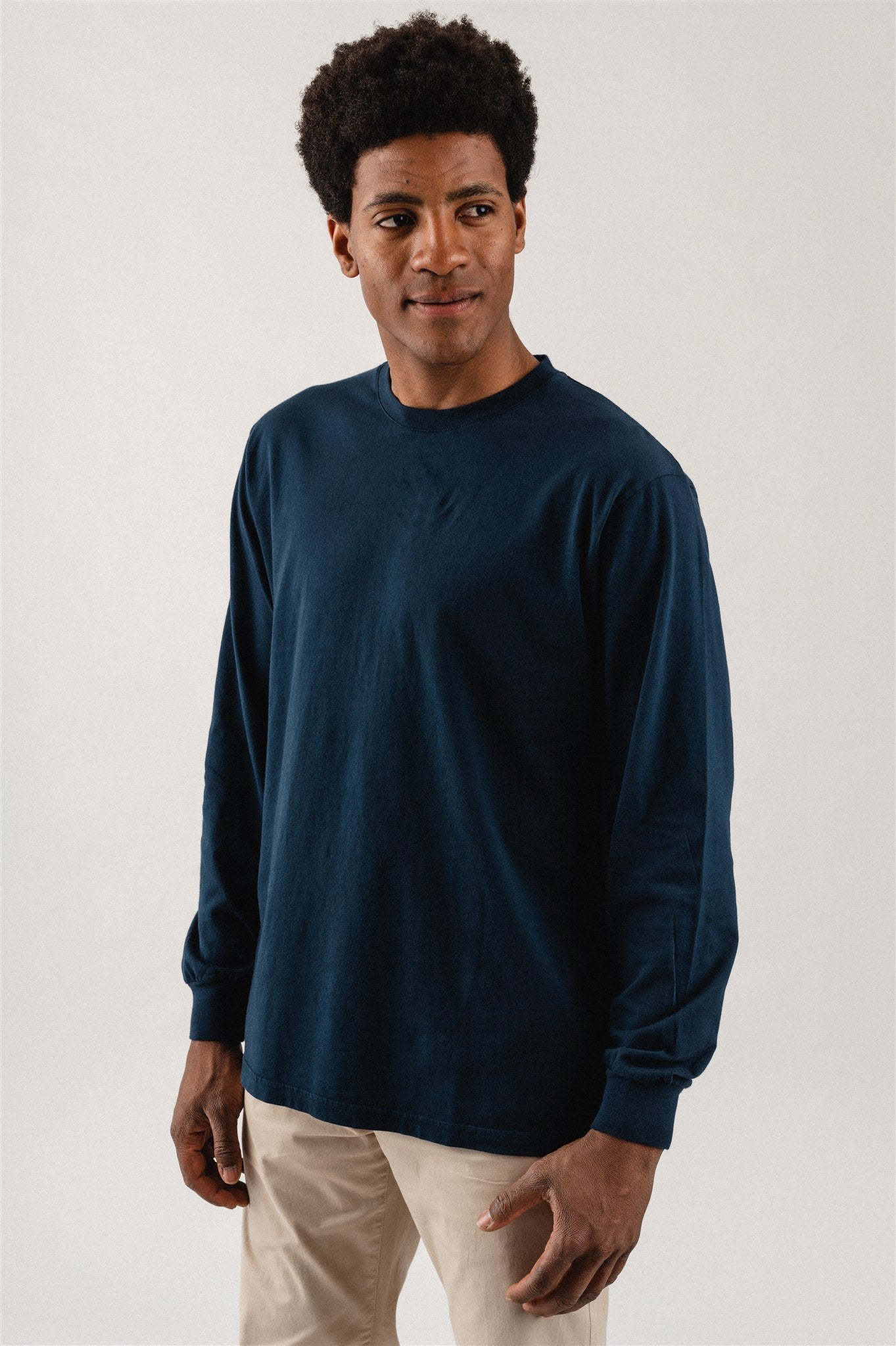 T-shirt oversize manches longues en coton bio | marine "oversized ls t-shirt navy blue"