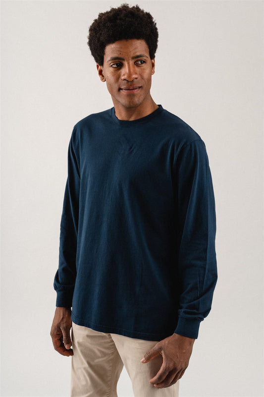 T-shirt oversize manches longues en coton bio | marine "oversized ls t-shirt navy blue"