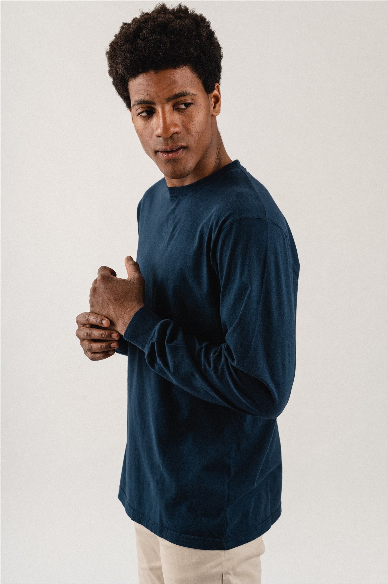 T-shirt oversize manches longues en coton bio | marine "oversized ls t-shirt navy blue"
