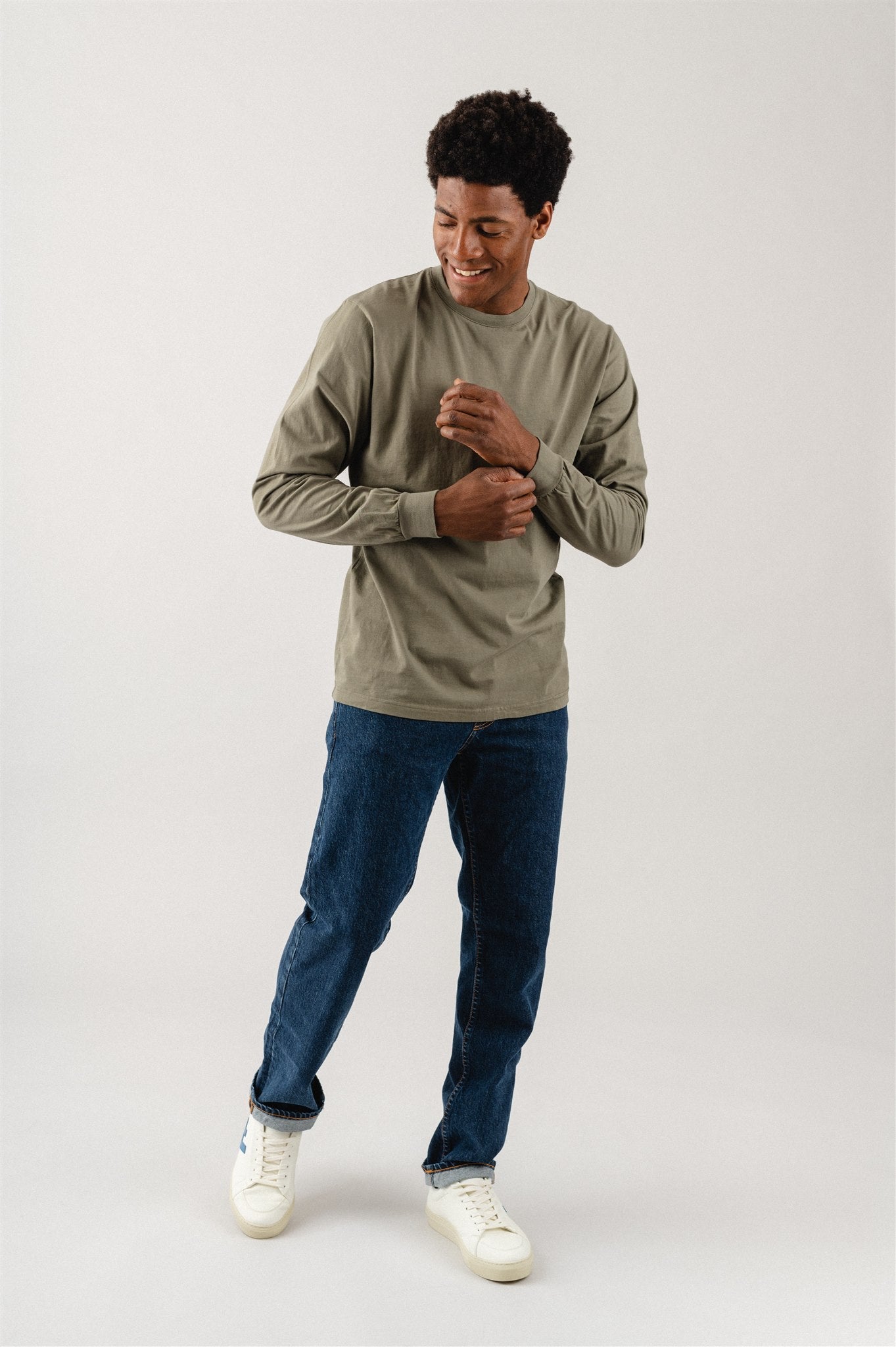 T-shirt oversize manches longues olive en coton bio - Oversized LS T-shirt dusty olive