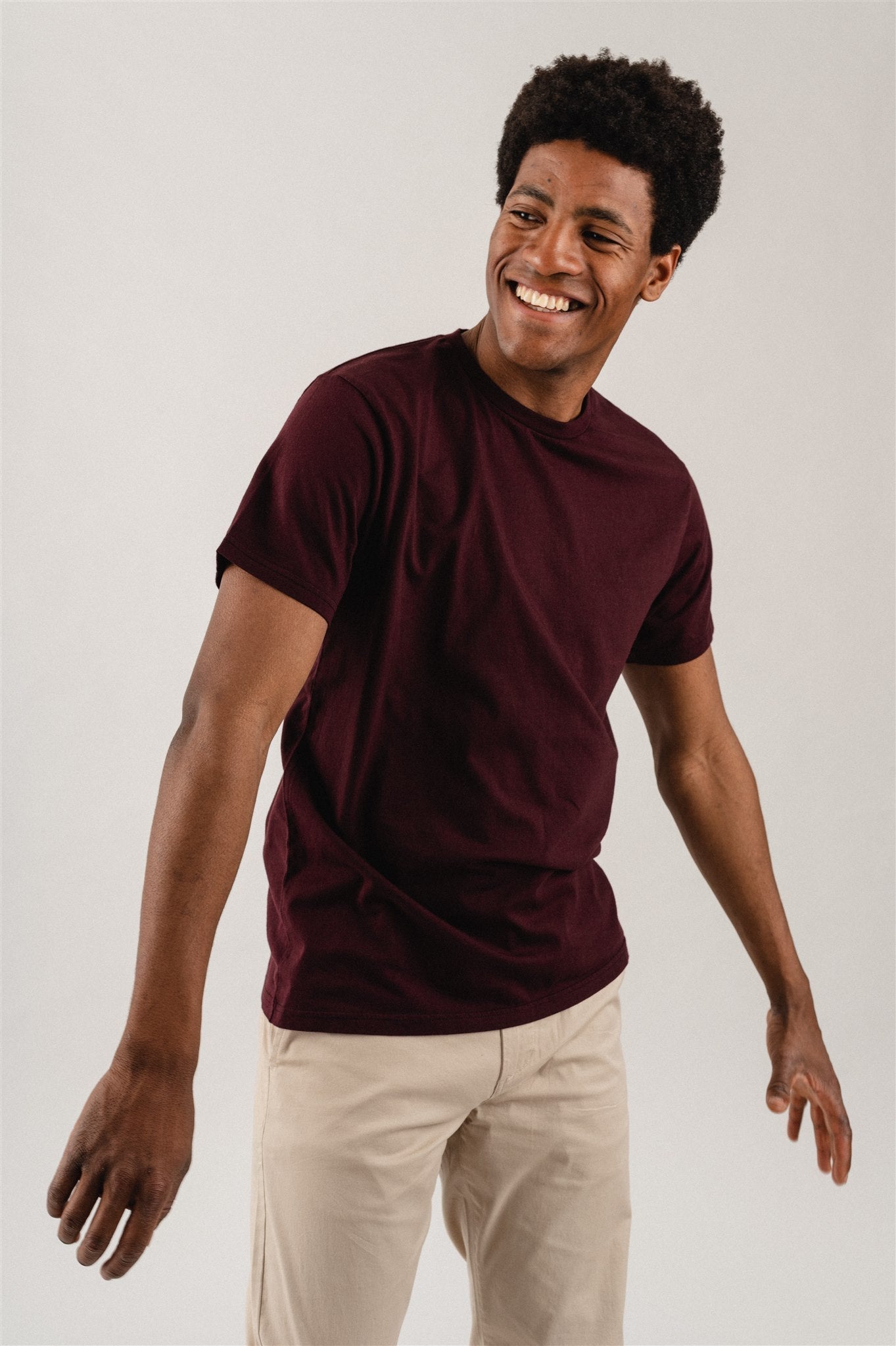 T-shirt manches courtes en coton bio - bordeaux "oxblood Red"