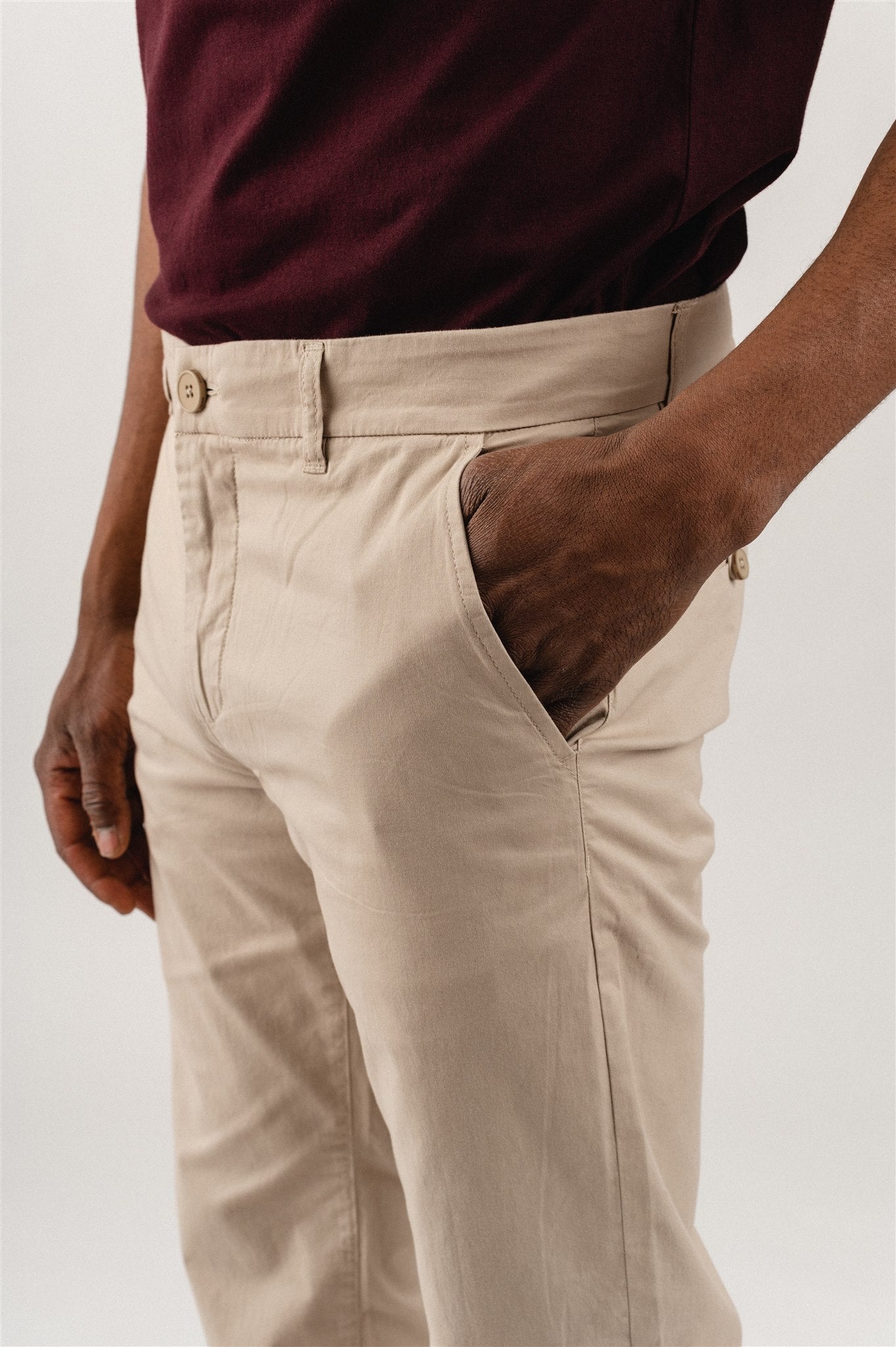Chino en popeline de coton bio | beige "CHUCK REGULAR CHINO POPLIN PANT feather gray"