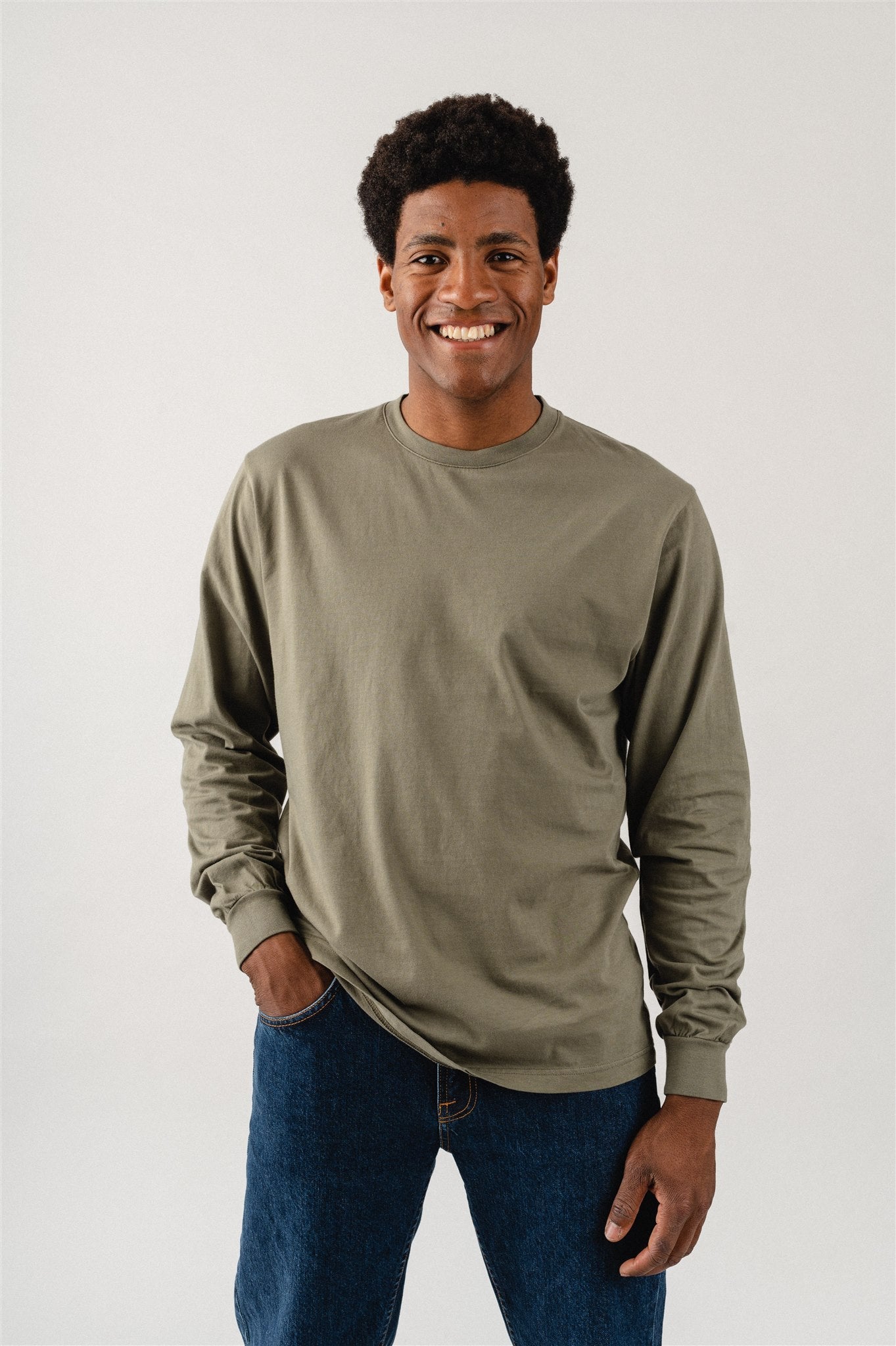 T-shirt oversize manches longues olive en coton bio - Oversized LS T-shirt dusty olive
