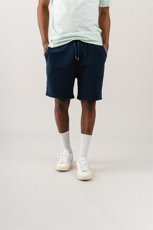 Short de jogging en coton bio | marine "Navy blue"