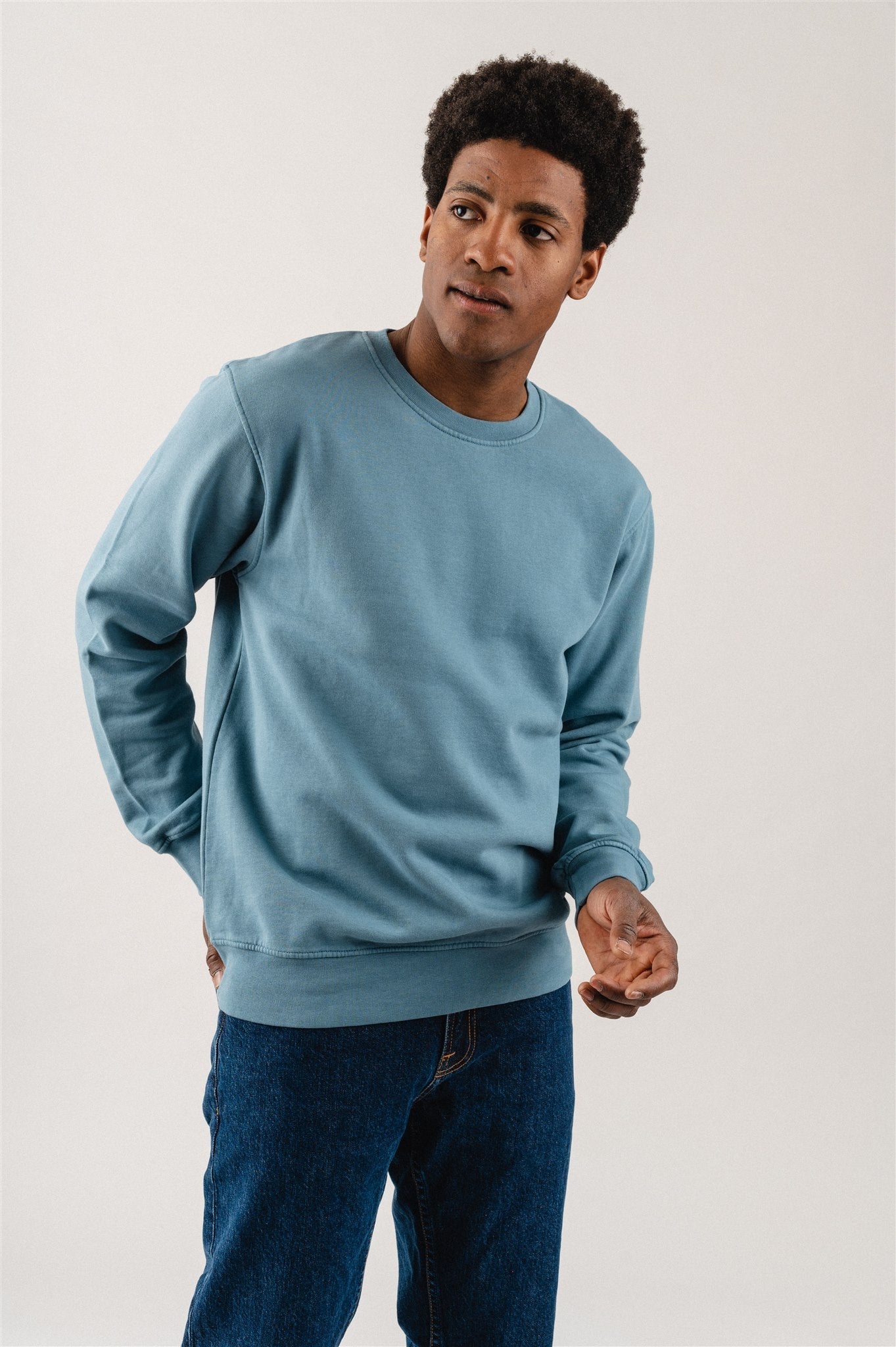 Sweat en coton bio | bleu "Stone Blue"