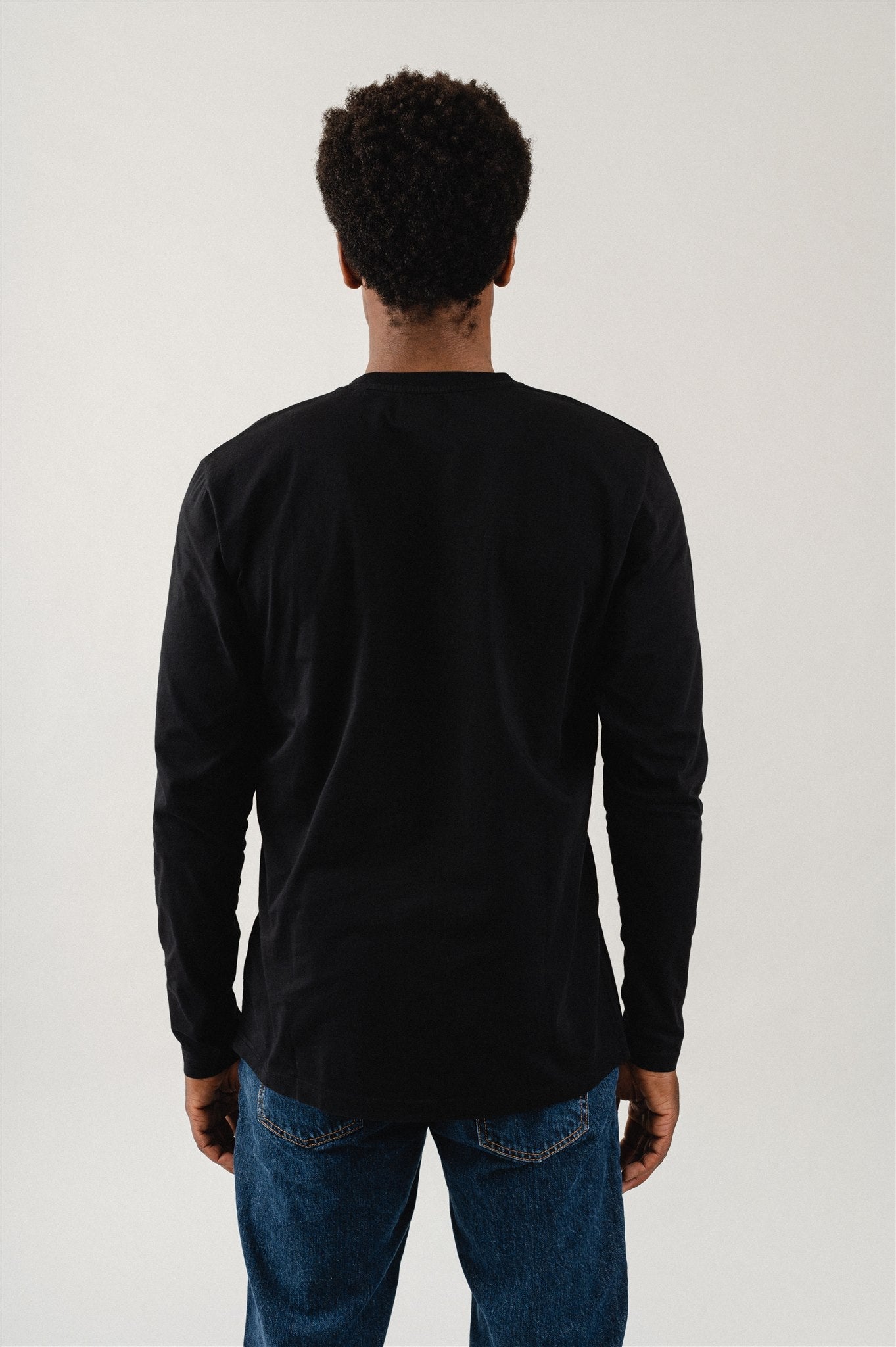 T-shirt manches longues noir en coton bio - Deep black