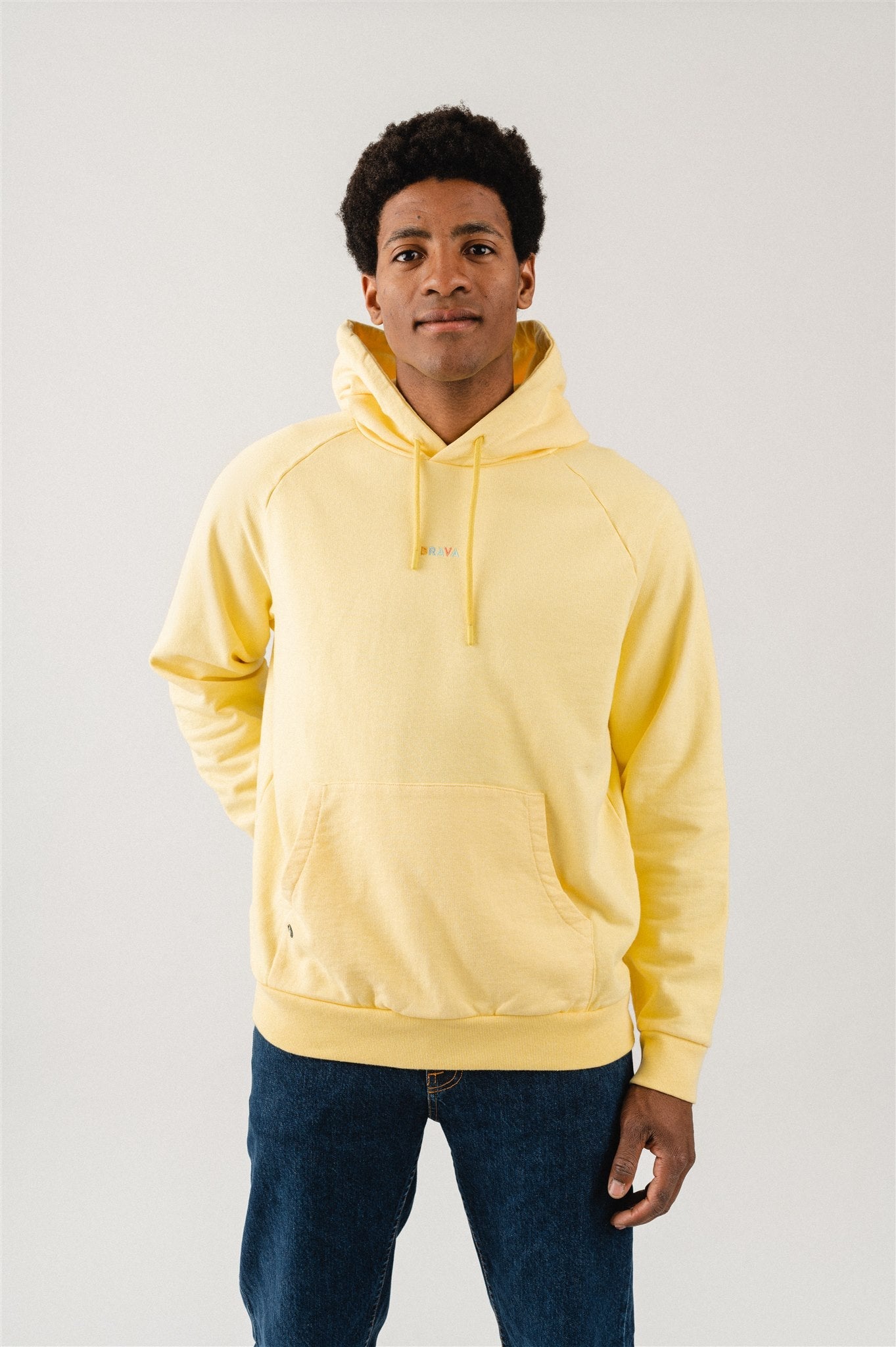 Sweat à capuche jaune en coton bio - sunbathing hoodie sun - yellow