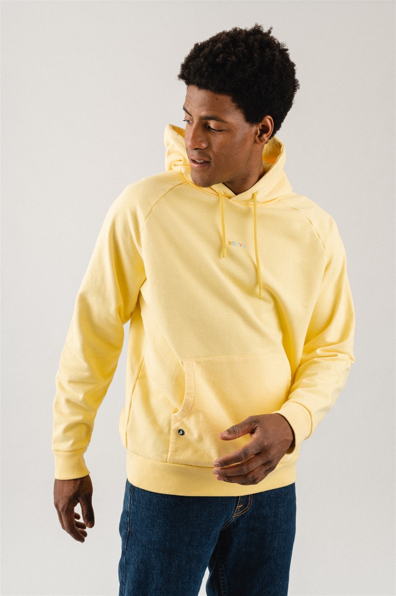 Sweat à capuche jaune en coton bio - sunbathing hoodie sun - yellow