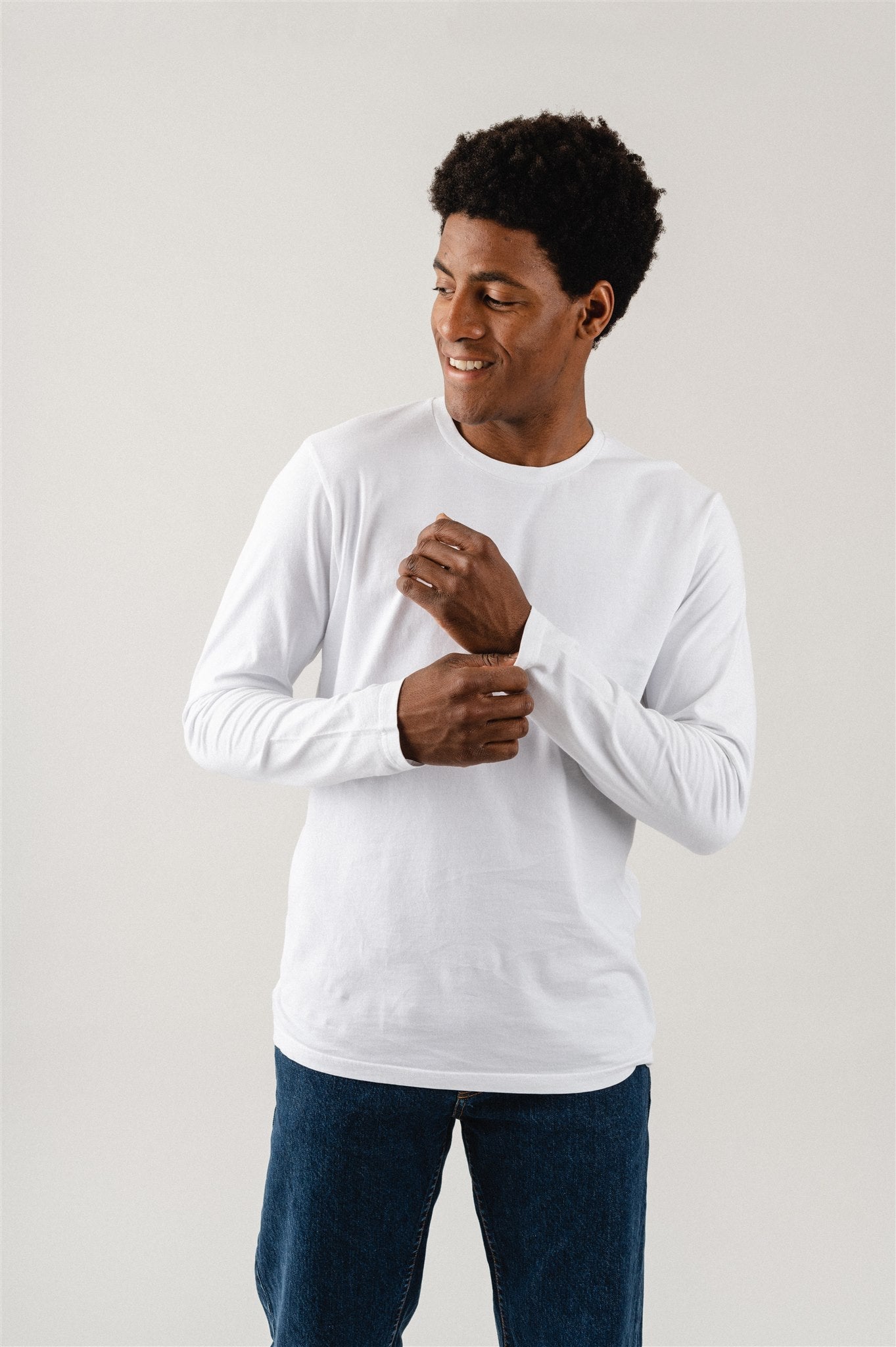 T-shirt manches longues en coton bio | blanc "Optical White"