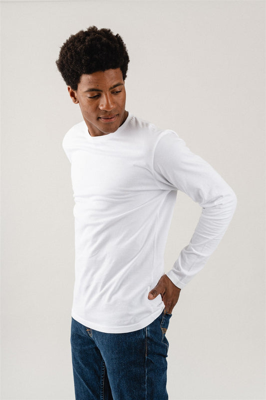 T-shirt manches longues en coton bio | blanc "Optical White"