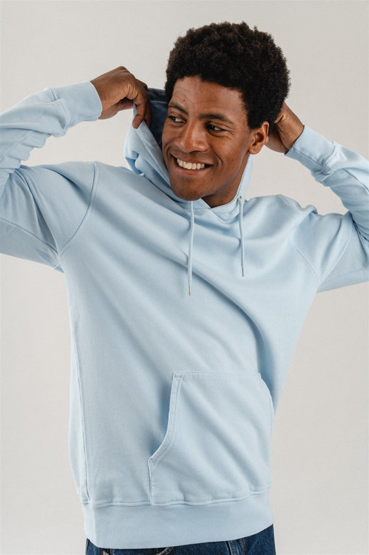 Sweat à capuche en coton bio | bleu 'Polar blue'