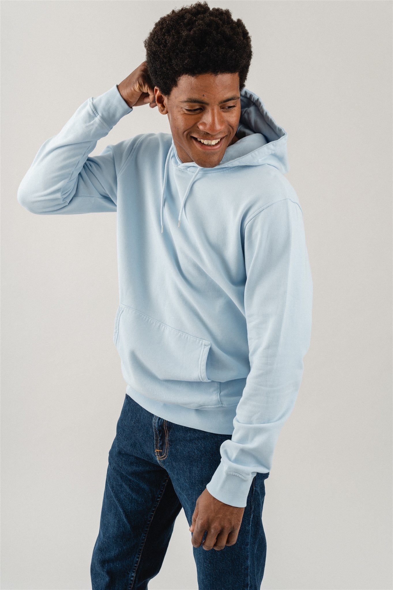 Sweat à capuche en coton bio | bleu 'Polar blue'