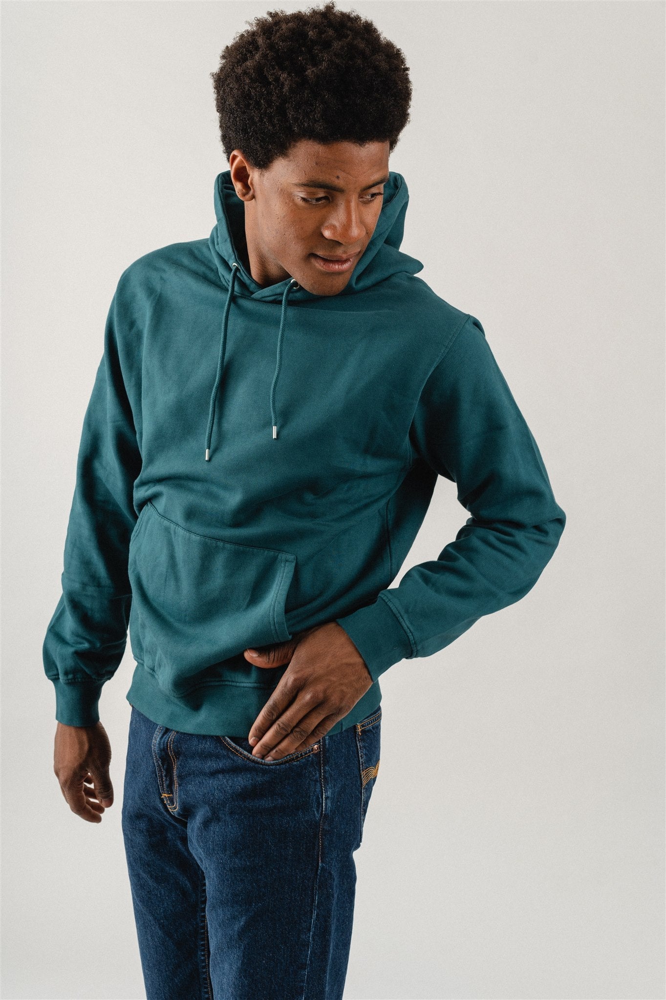 Sweat à capuche  en coton bio | vert turquoise "Ocean Green"