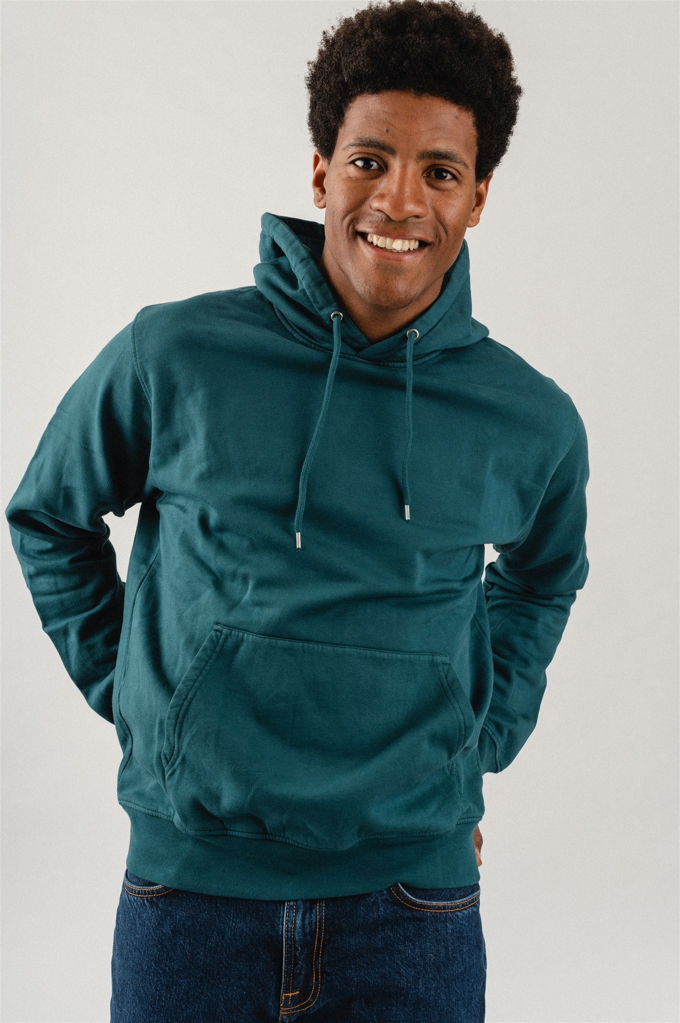 Sweat à capuche  en coton bio | vert turquoise "Ocean Green"