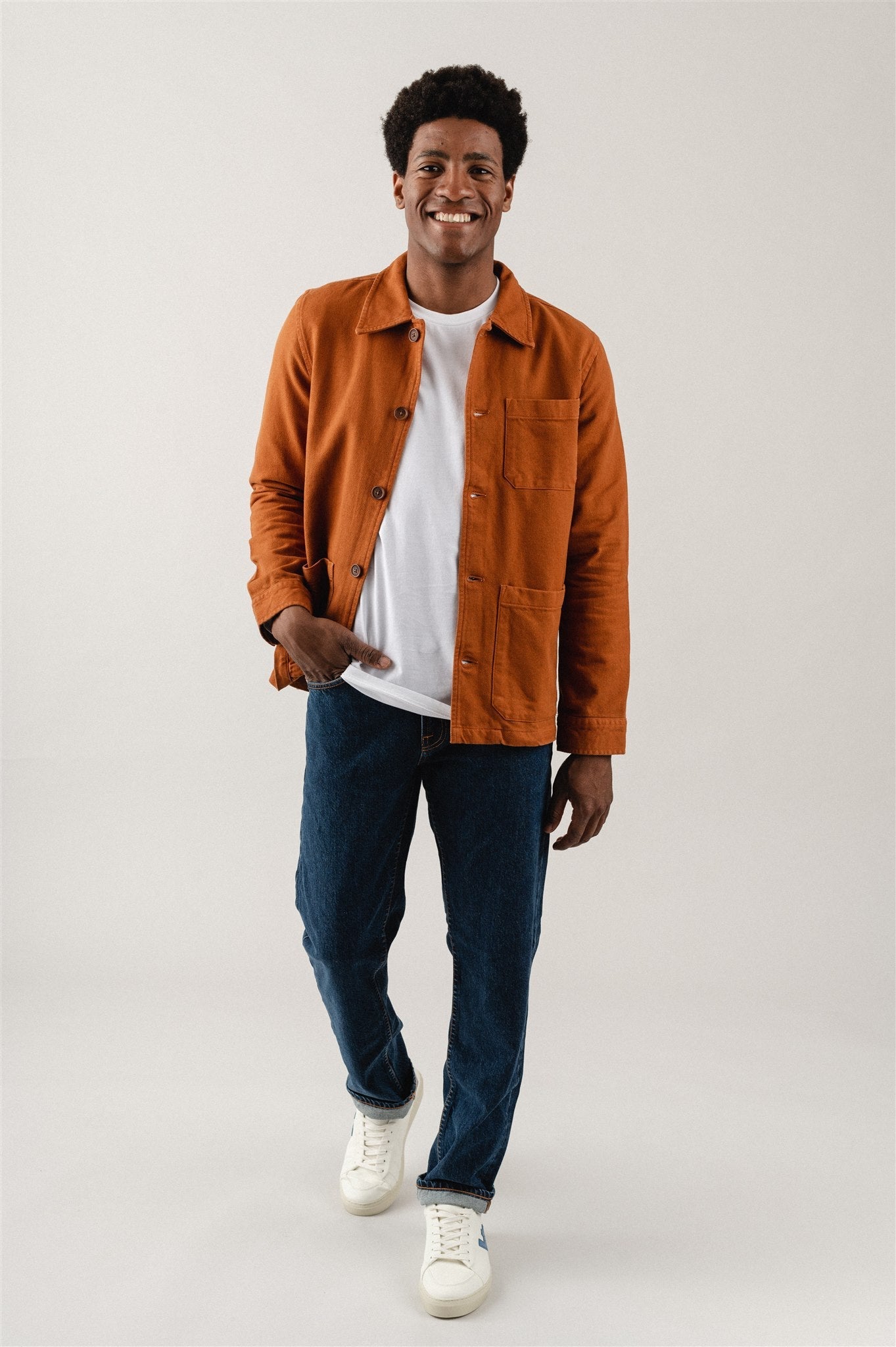 Veste marron en coton bio -Barney Worker Jacket Burnt Orange