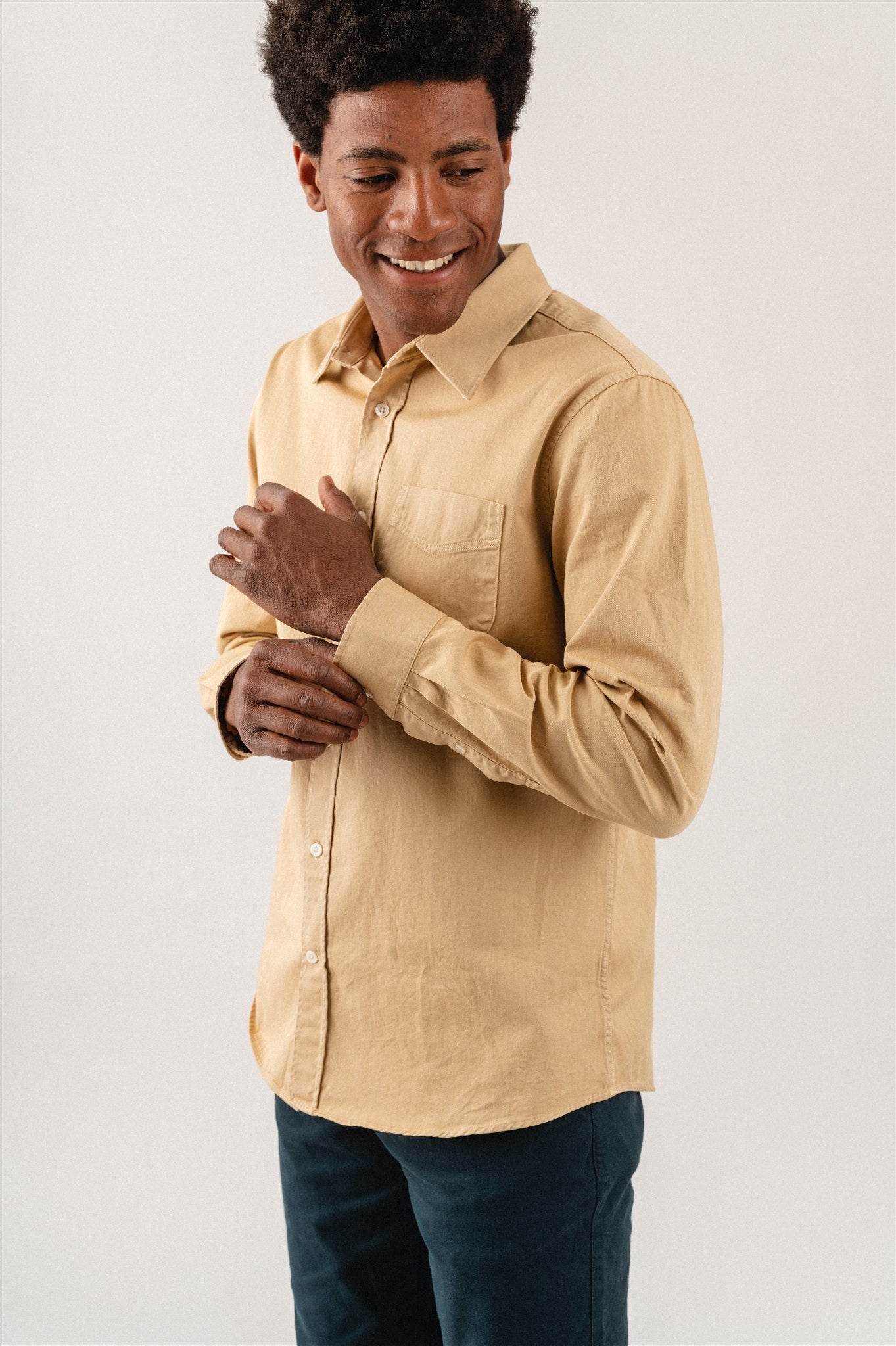 Chemise beige en coton bio - John Everyday Shirt Faded Sun