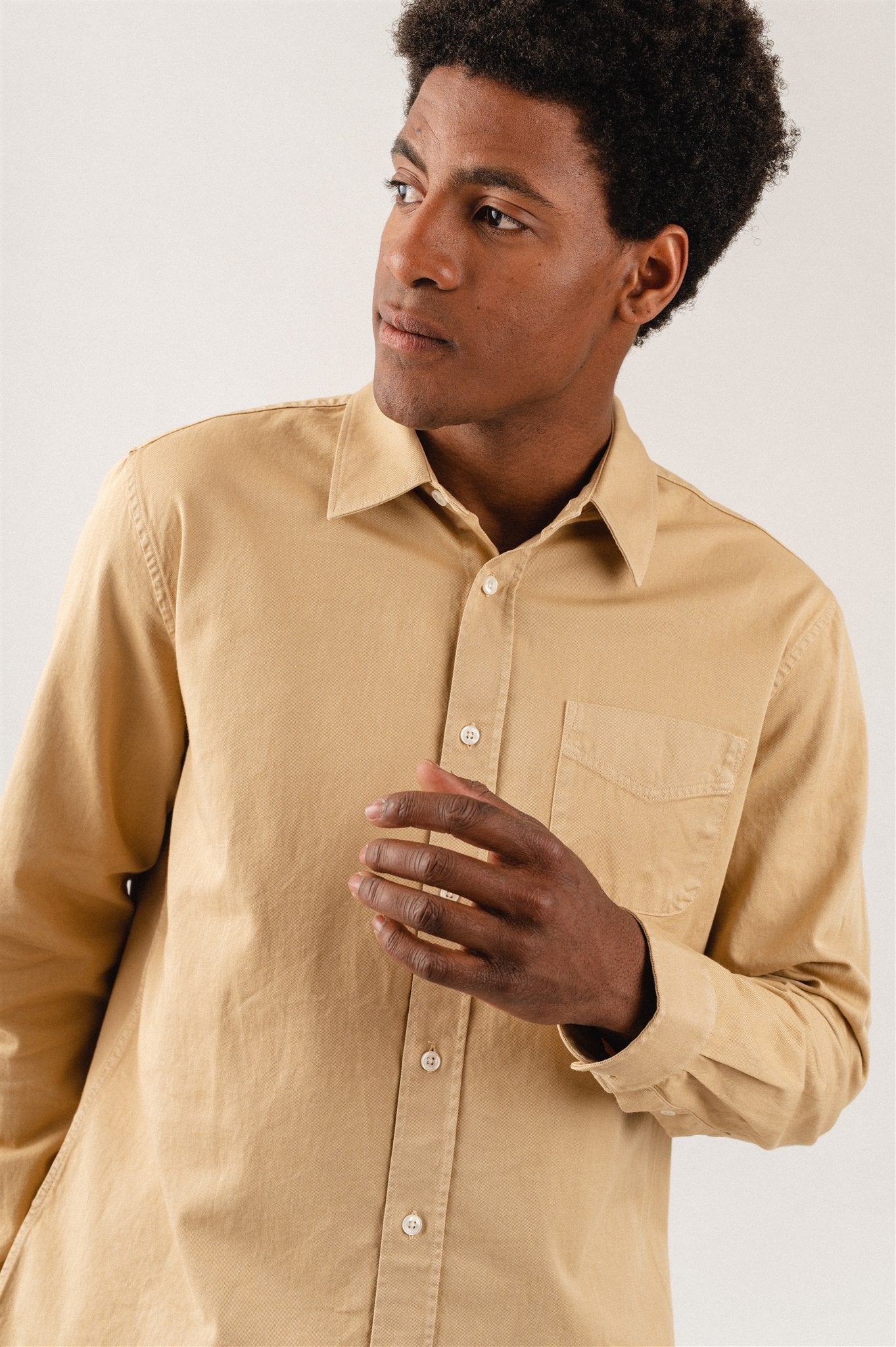 Chemise beige en coton bio - John Everyday Shirt Faded Sun