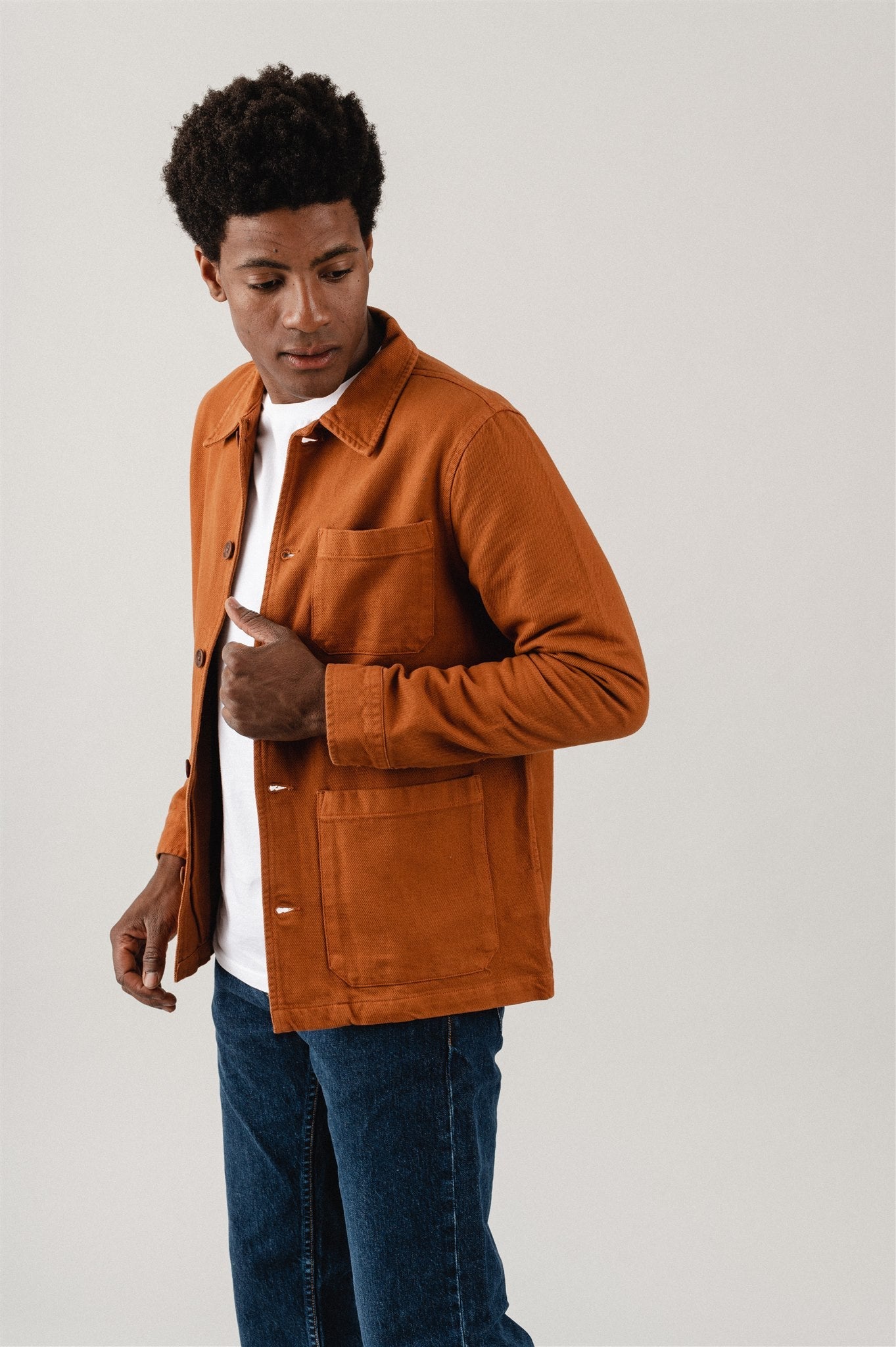 Veste marron en coton bio -Barney Worker Jacket Burnt Orange