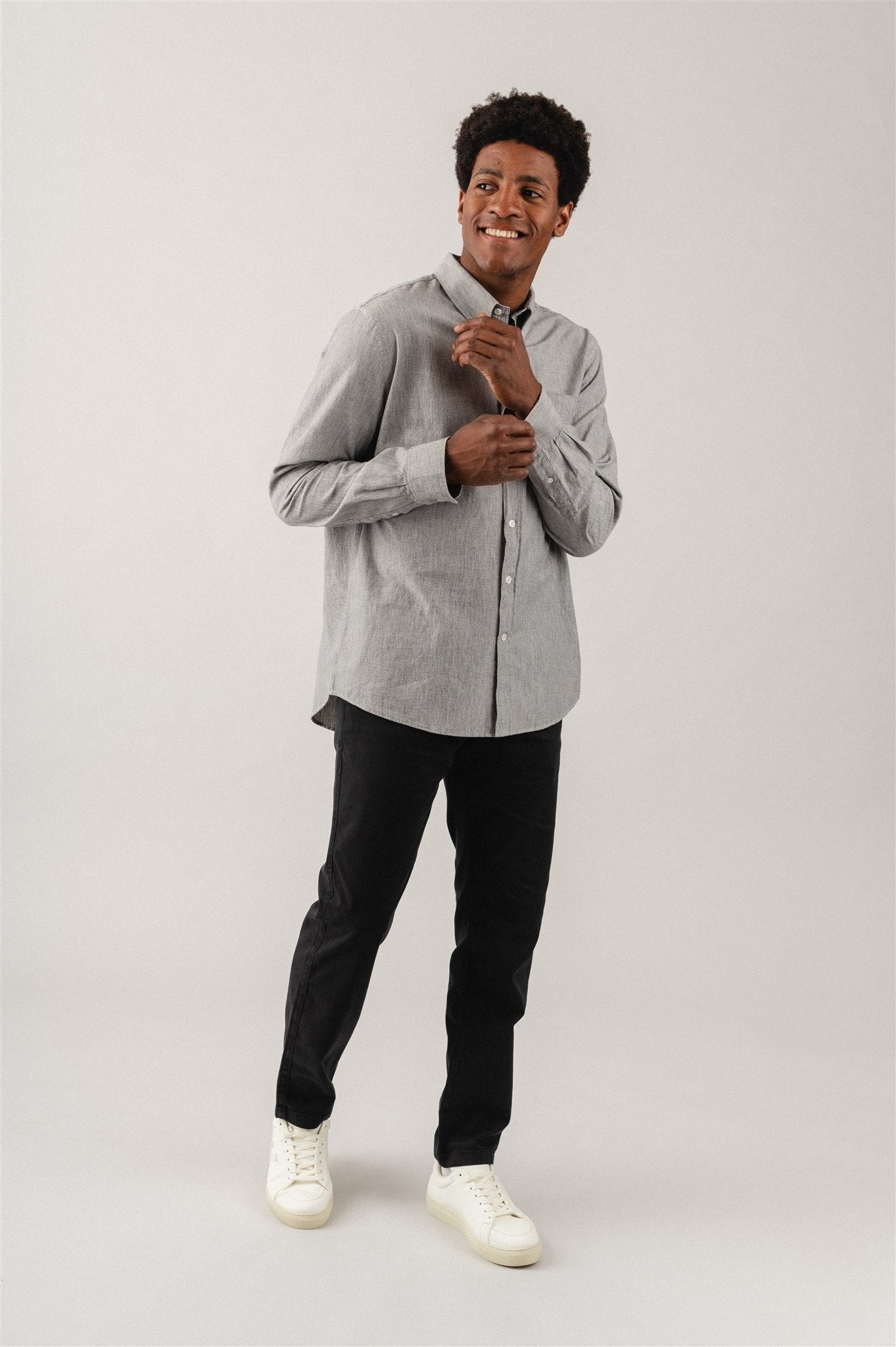 Chemise chinée en coton bio - John Salt And Pepper Blackmelange