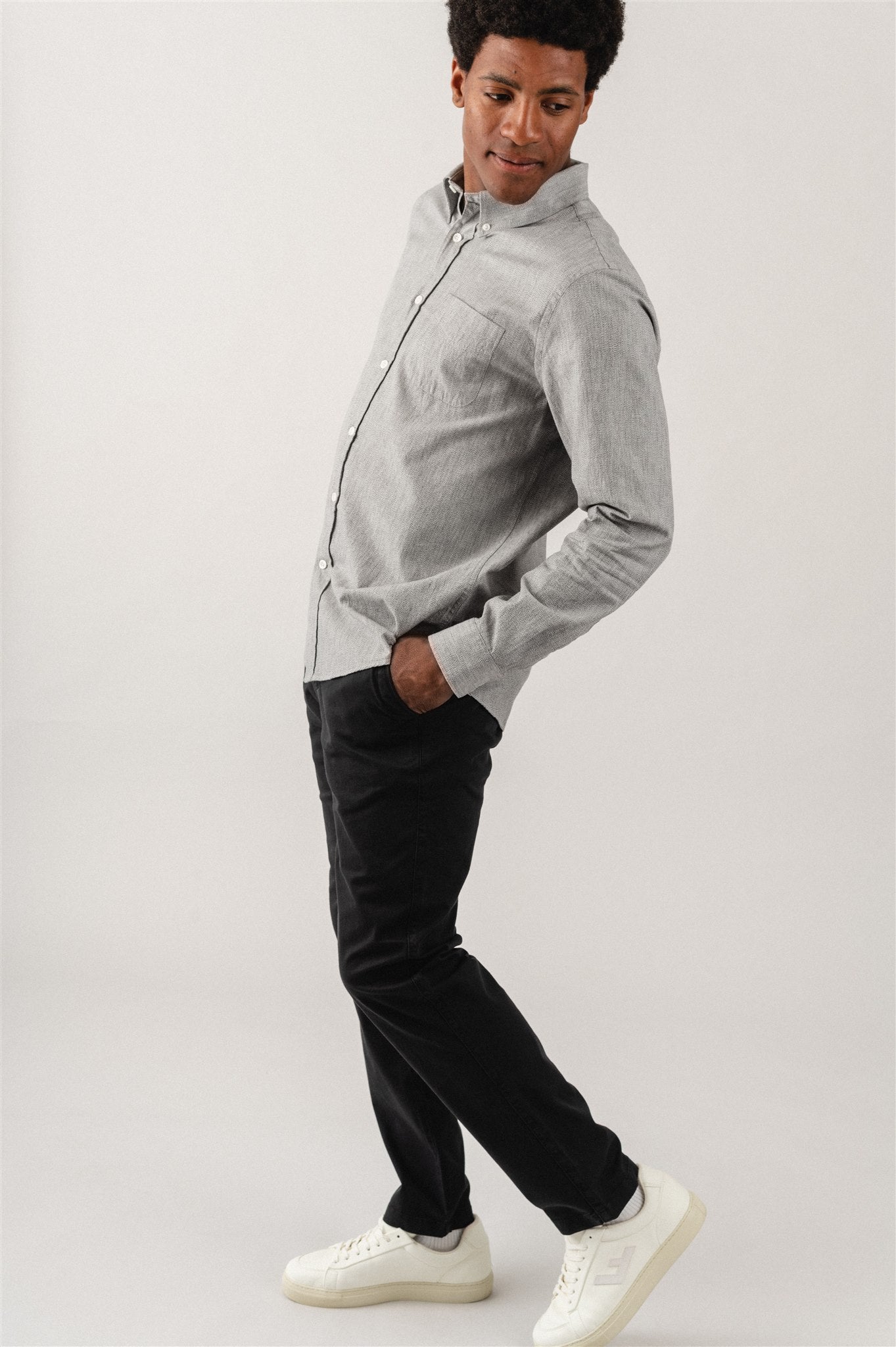 Chemise chinée en coton bio - John Salt And Pepper Blackmelange