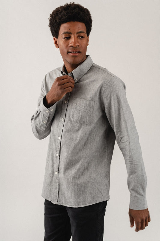 Chemise chinée en coton bio - John Salt And Pepper Blackmelange