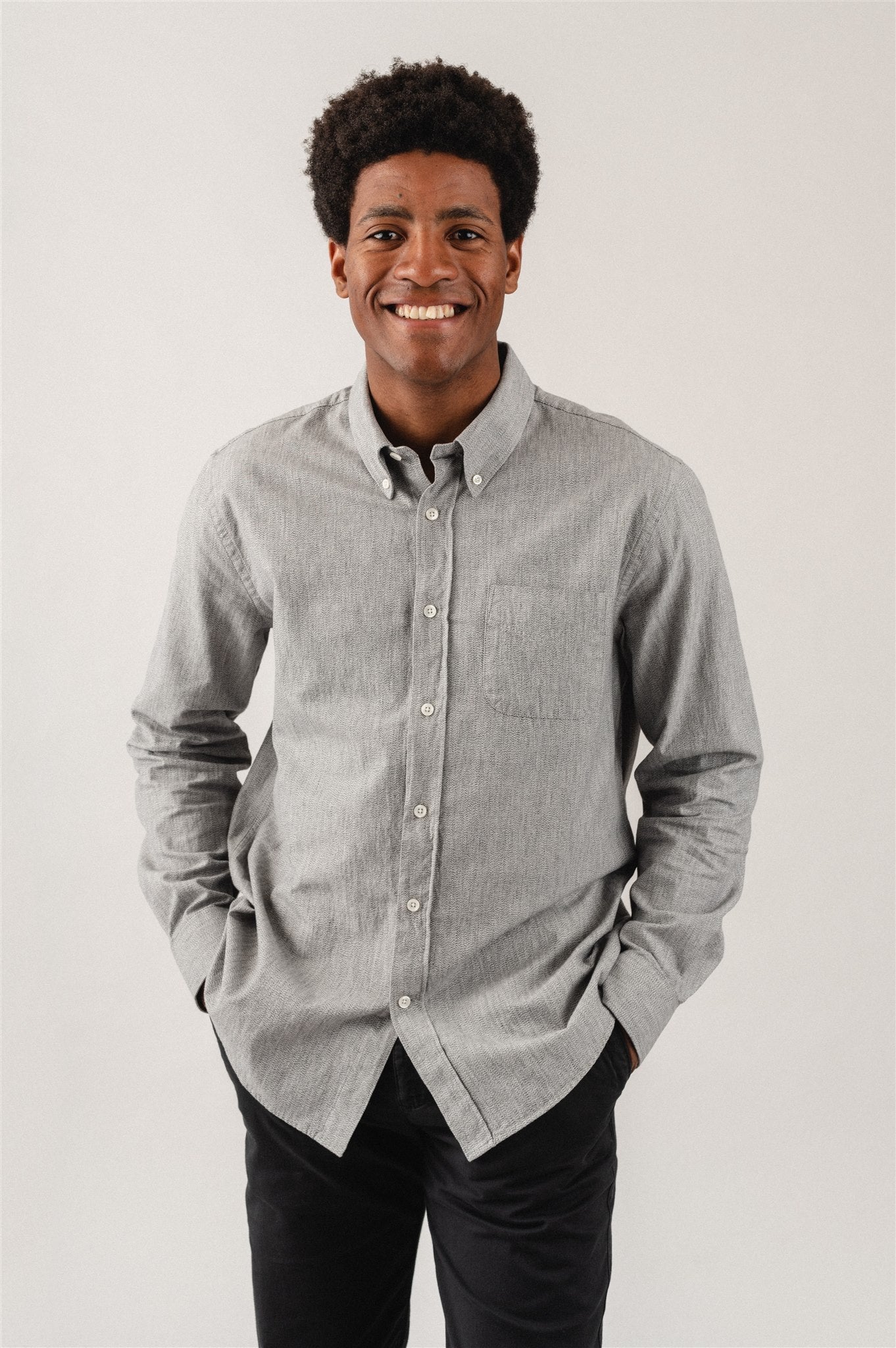 Chemise chinée en coton bio - John Salt And Pepper Blackmelange