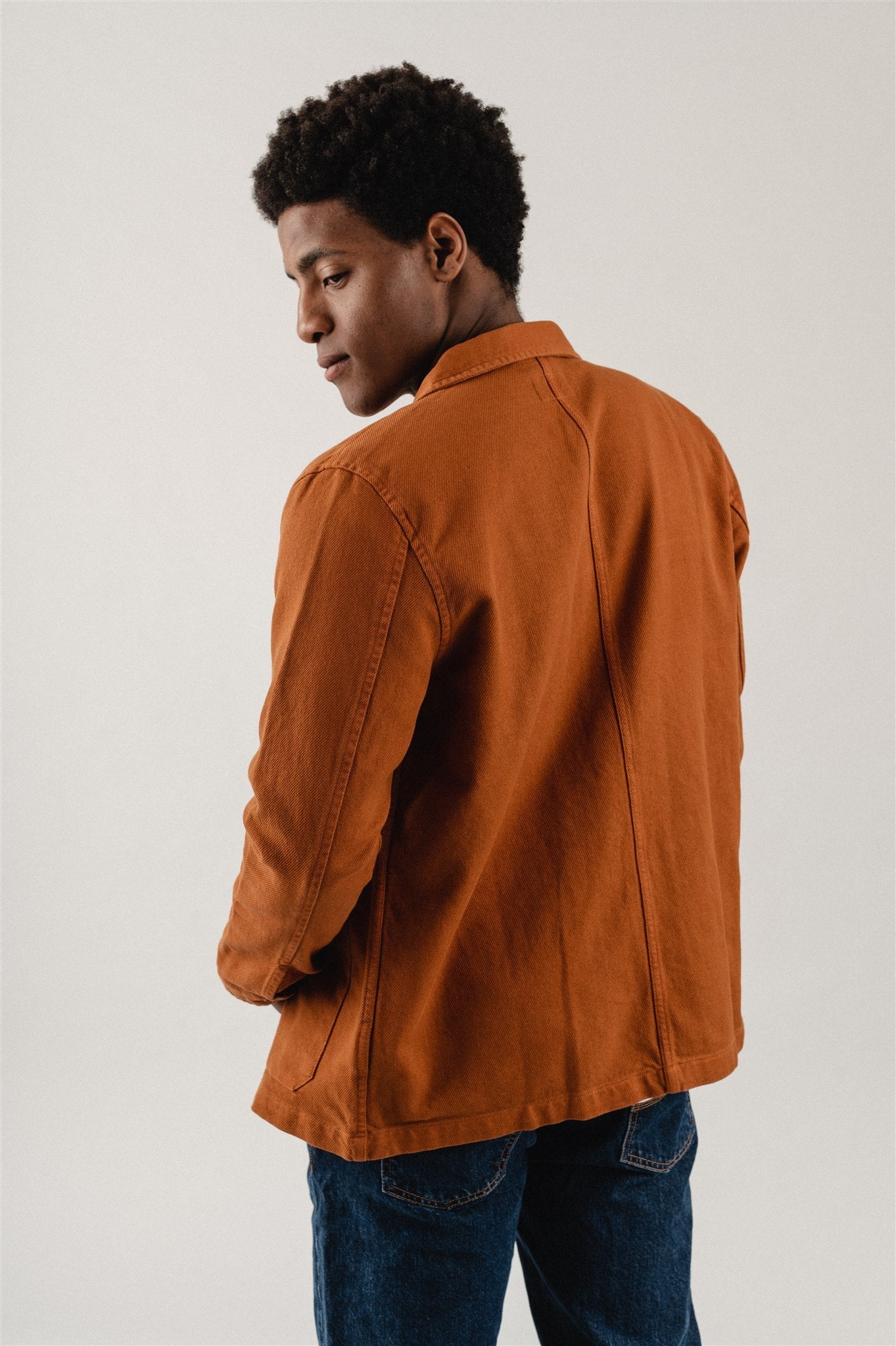 Veste marron en coton bio -Barney Worker Jacket Burnt Orange