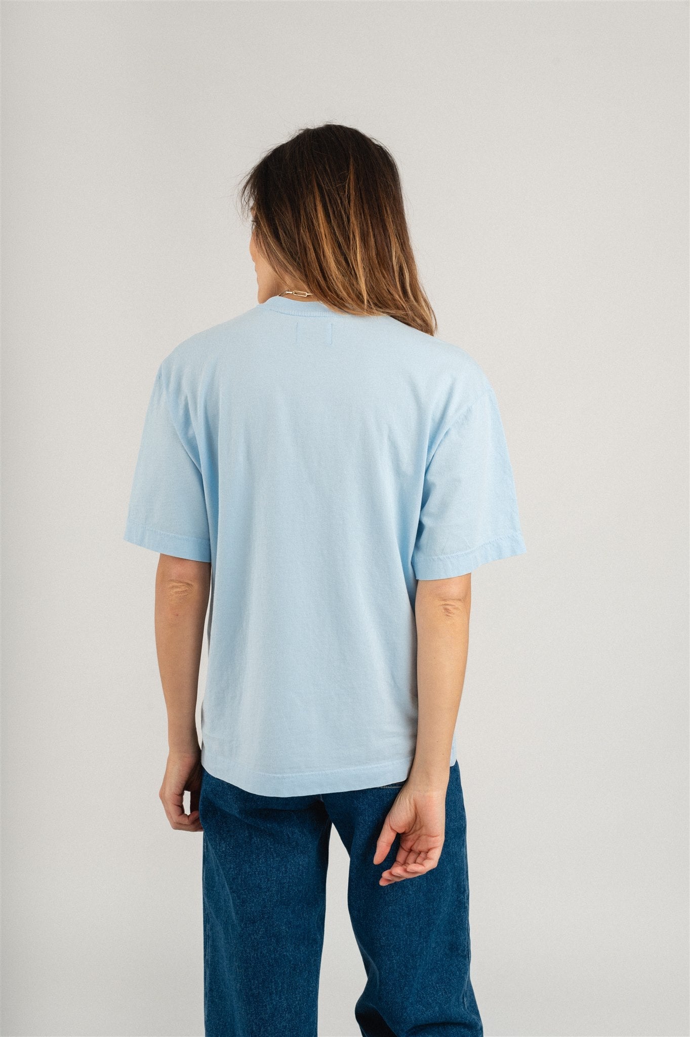 T-shirt oversize bleu en coton bio - women oversized t-shirt polar blue