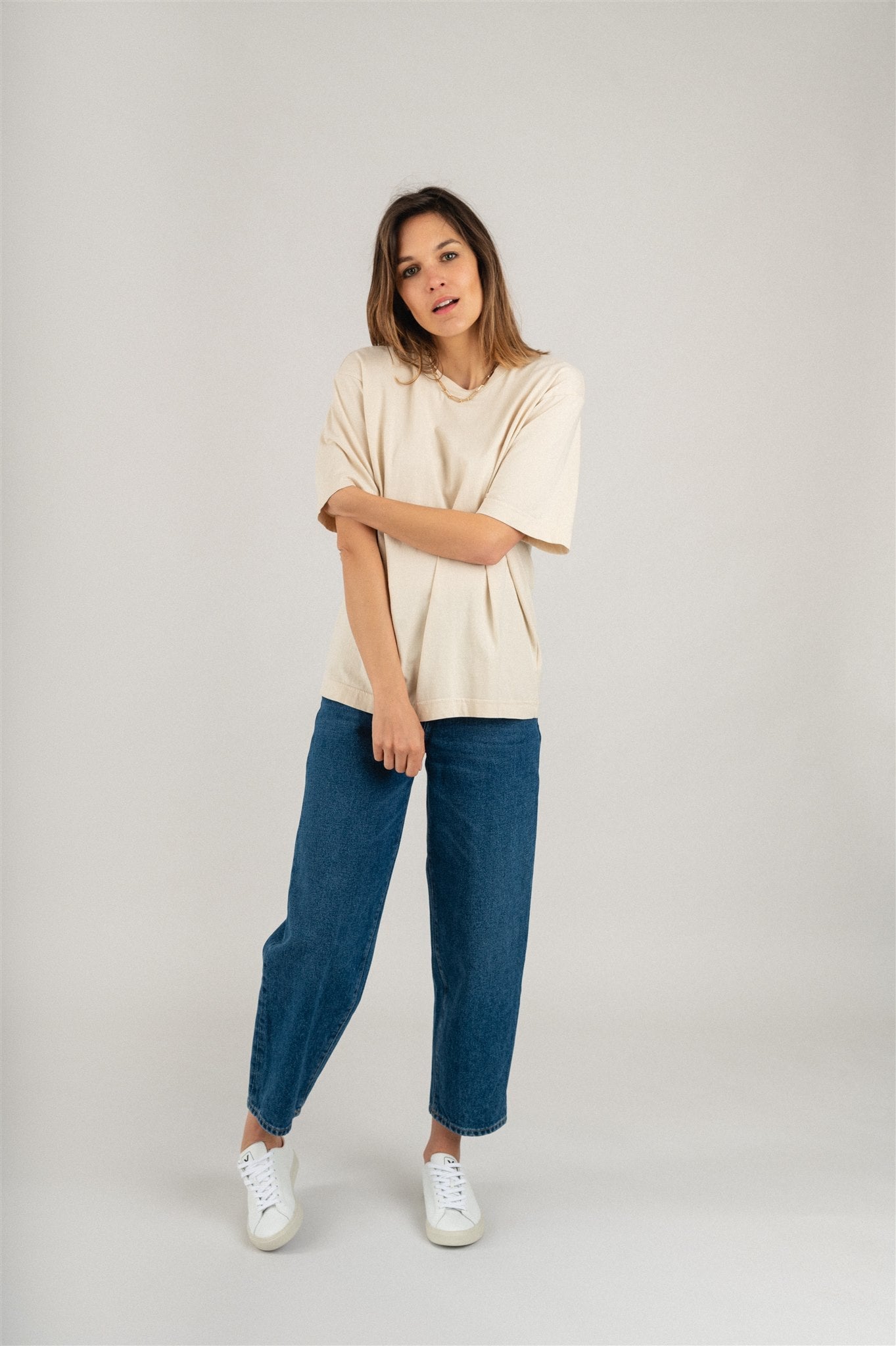 T-shirt manches courtes oversize en coton bio | écru "oversized t-shirt ivory white"