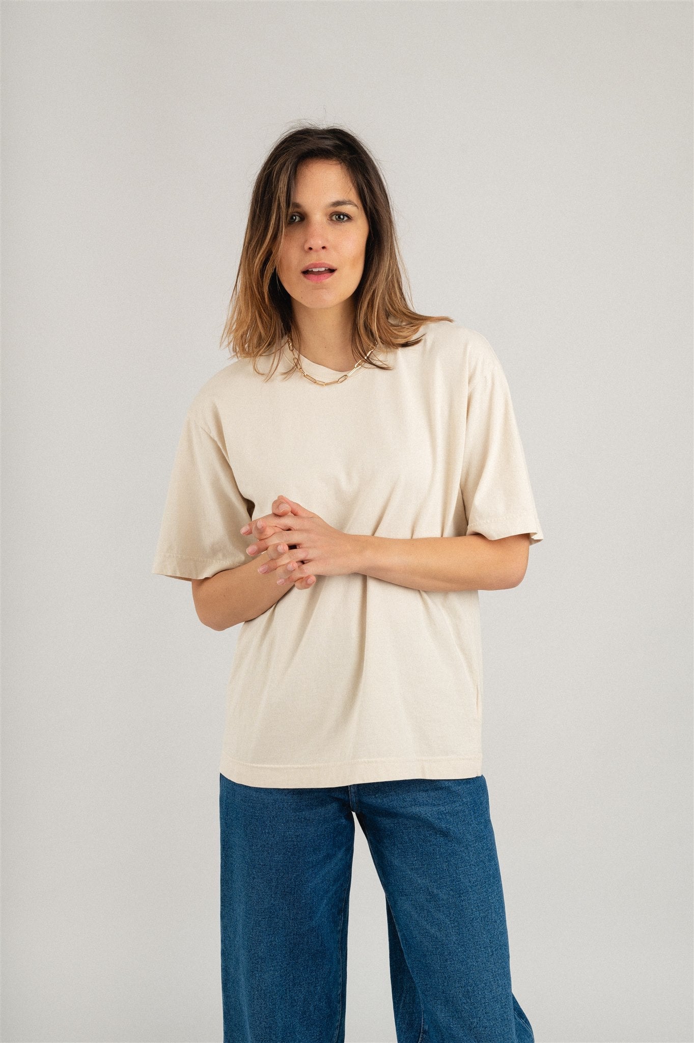 T-shirt manches courtes oversize en coton bio | écru "oversized t-shirt ivory white"