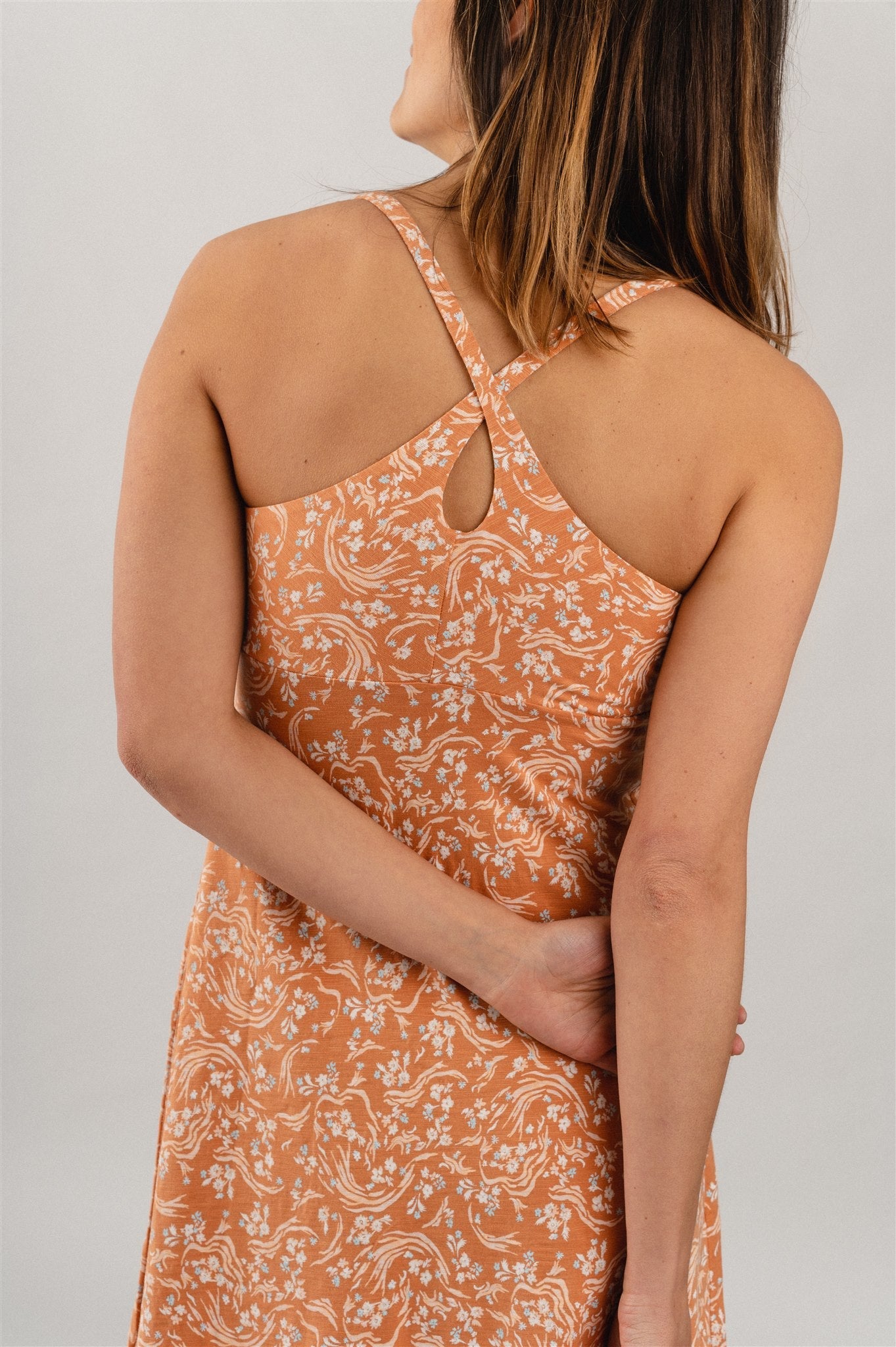 Robe imprimée pêche en coton bio - amber dawn