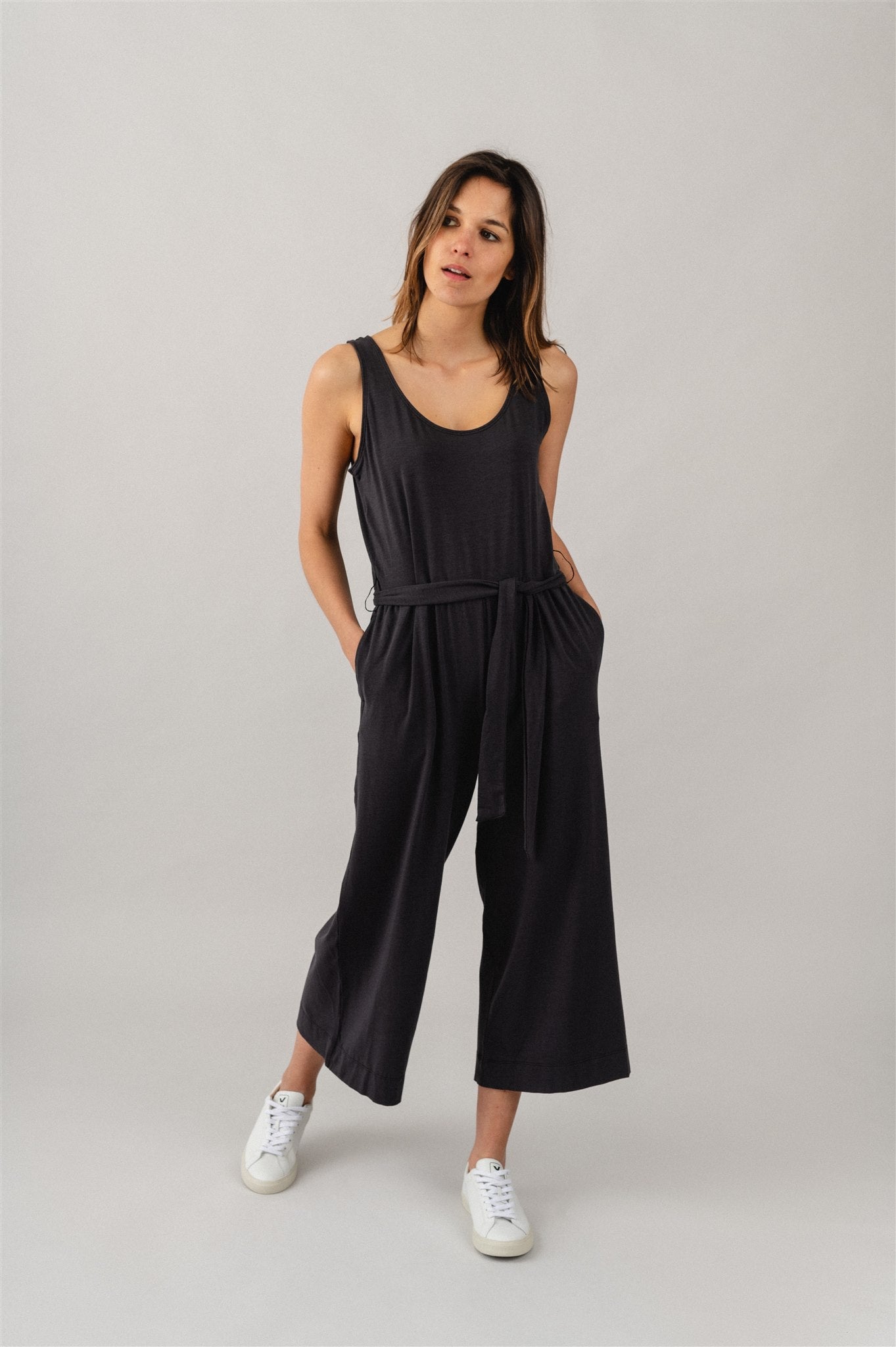 Combinaison noire en coton recyclé et Tencel - w's kamala jumpsuit ink black