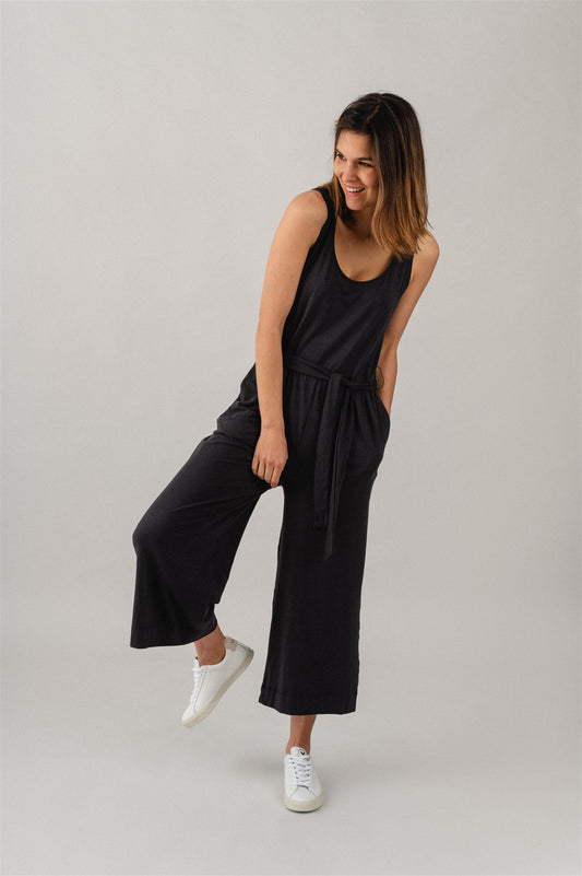 Combinaison noire en coton recyclé et Tencel - w's kamala jumpsuit ink black