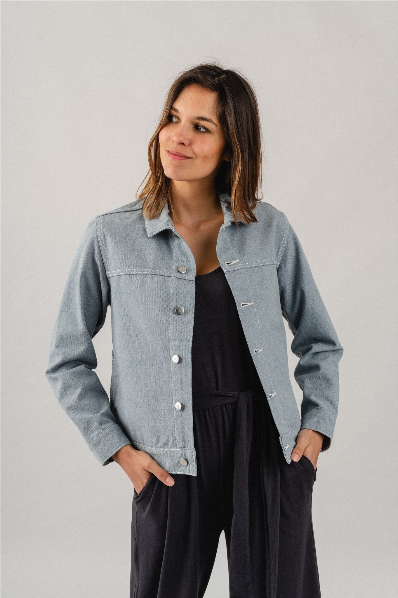 Veste en jean en coton recyclé et coton bio non teint - Jodi Jacket undyed