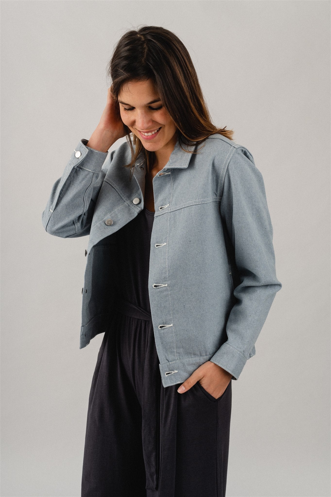 Veste en jean en coton recyclé et coton bio non teint - Jodi Jacket undyed