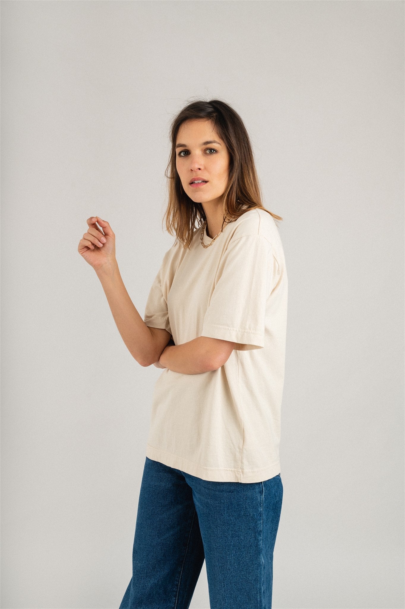 T-shirt manches courtes oversize en coton bio | écru "oversized t-shirt ivory white"