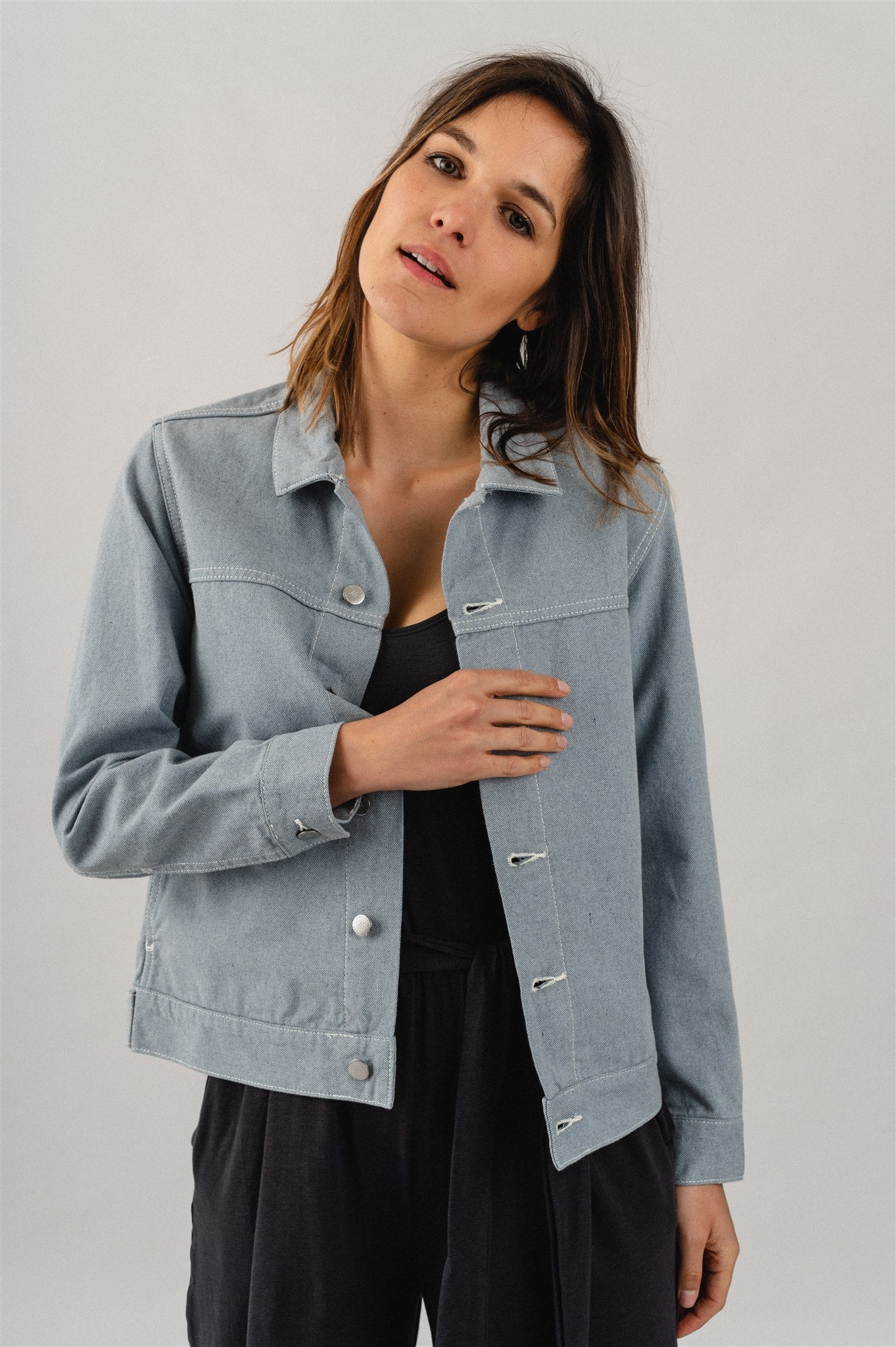 Veste en jean en coton recyclé et coton bio non teint - Jodi Jacket undyed