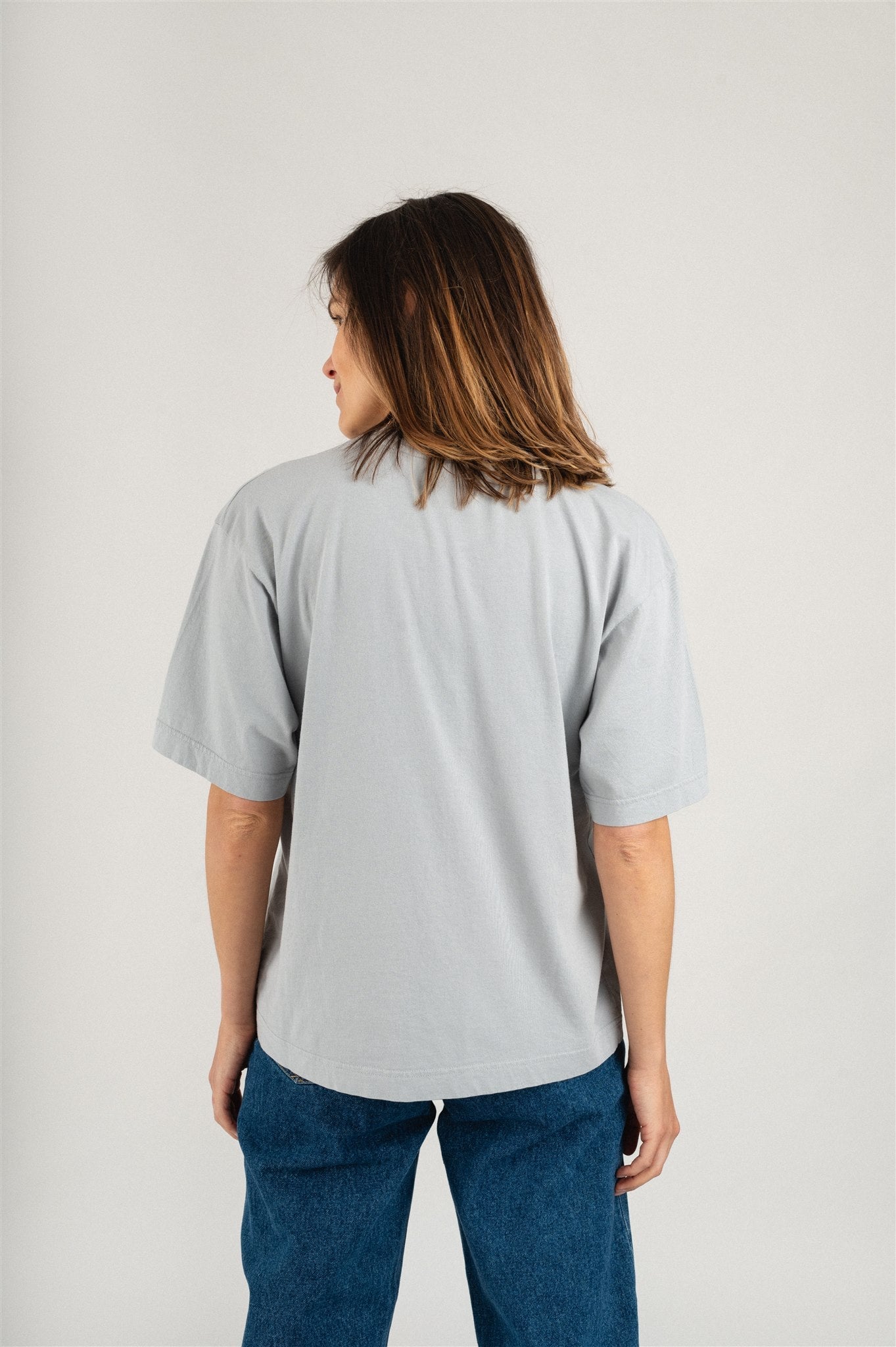 T-shirt oversize gris foncé en coton bio - women oversized t-shirt cloudy grey