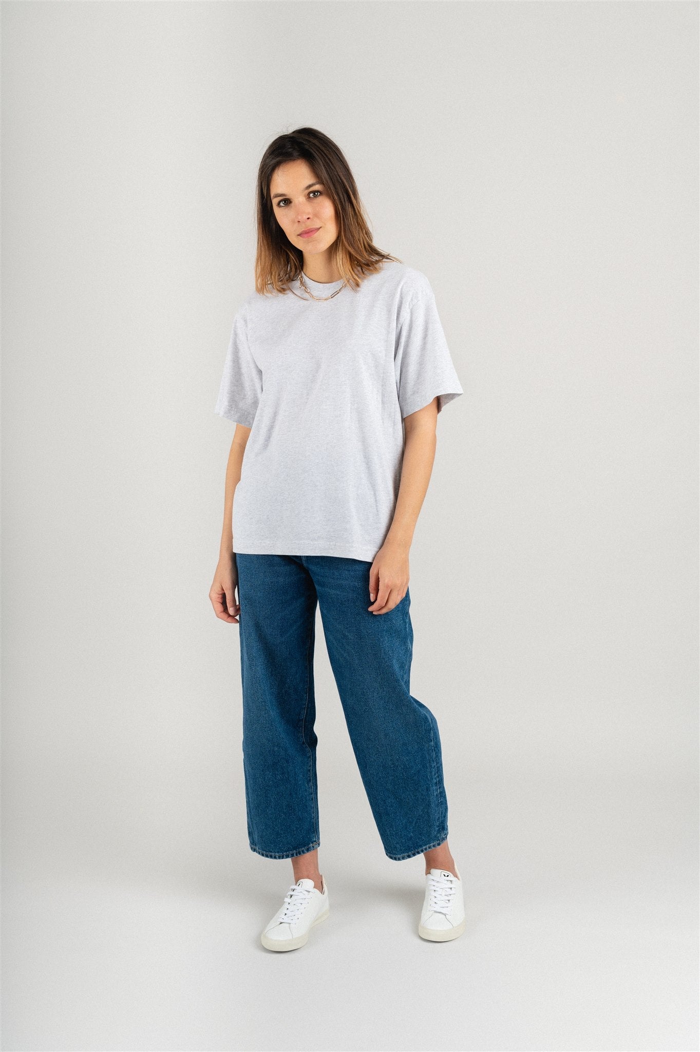 T-shirt oversize en coton bio | gris "women oversized t-shirt snow melange"