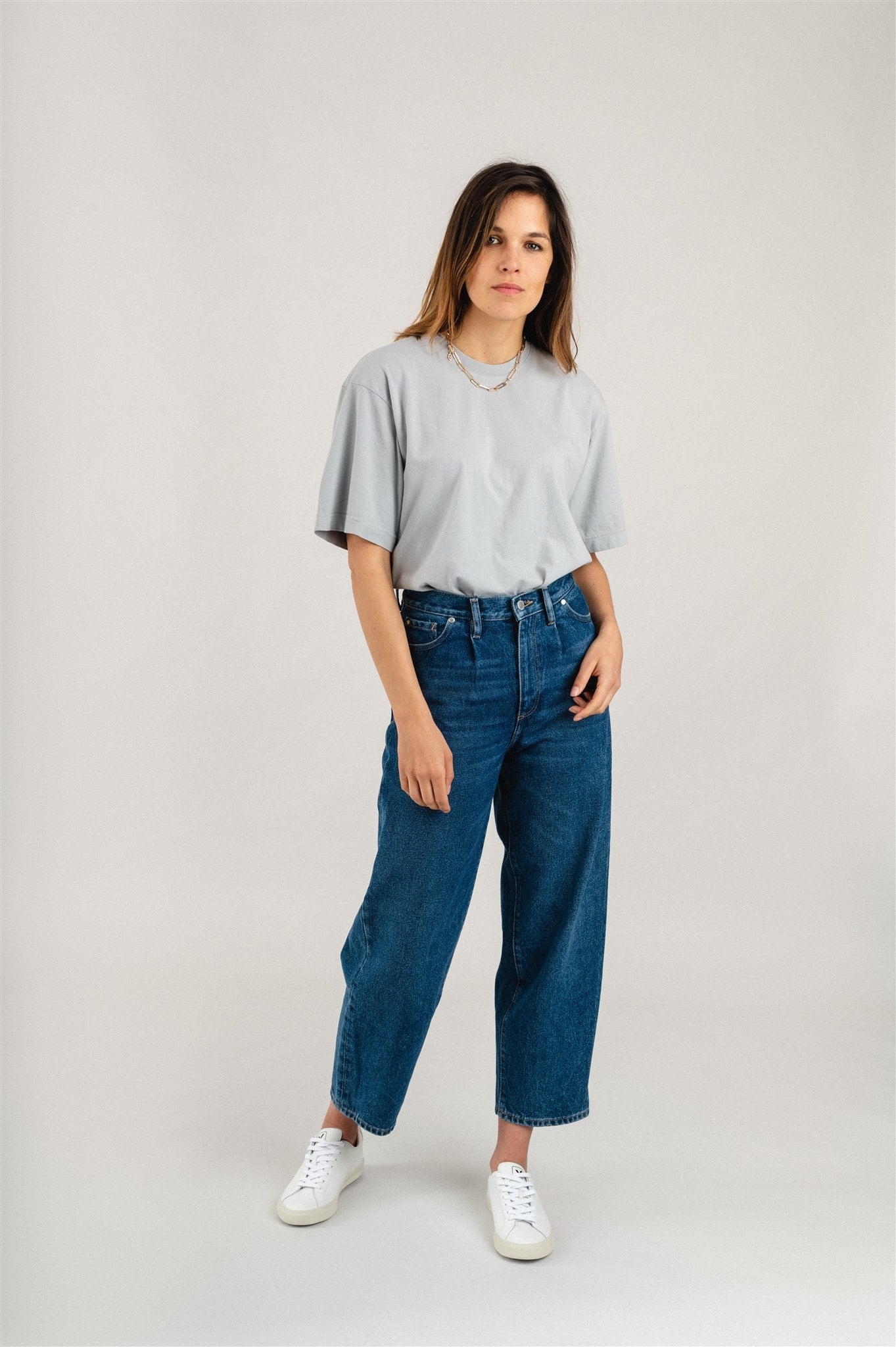 Jean 7/8 droit bleu en coton bio - AANIKE Retro Washed