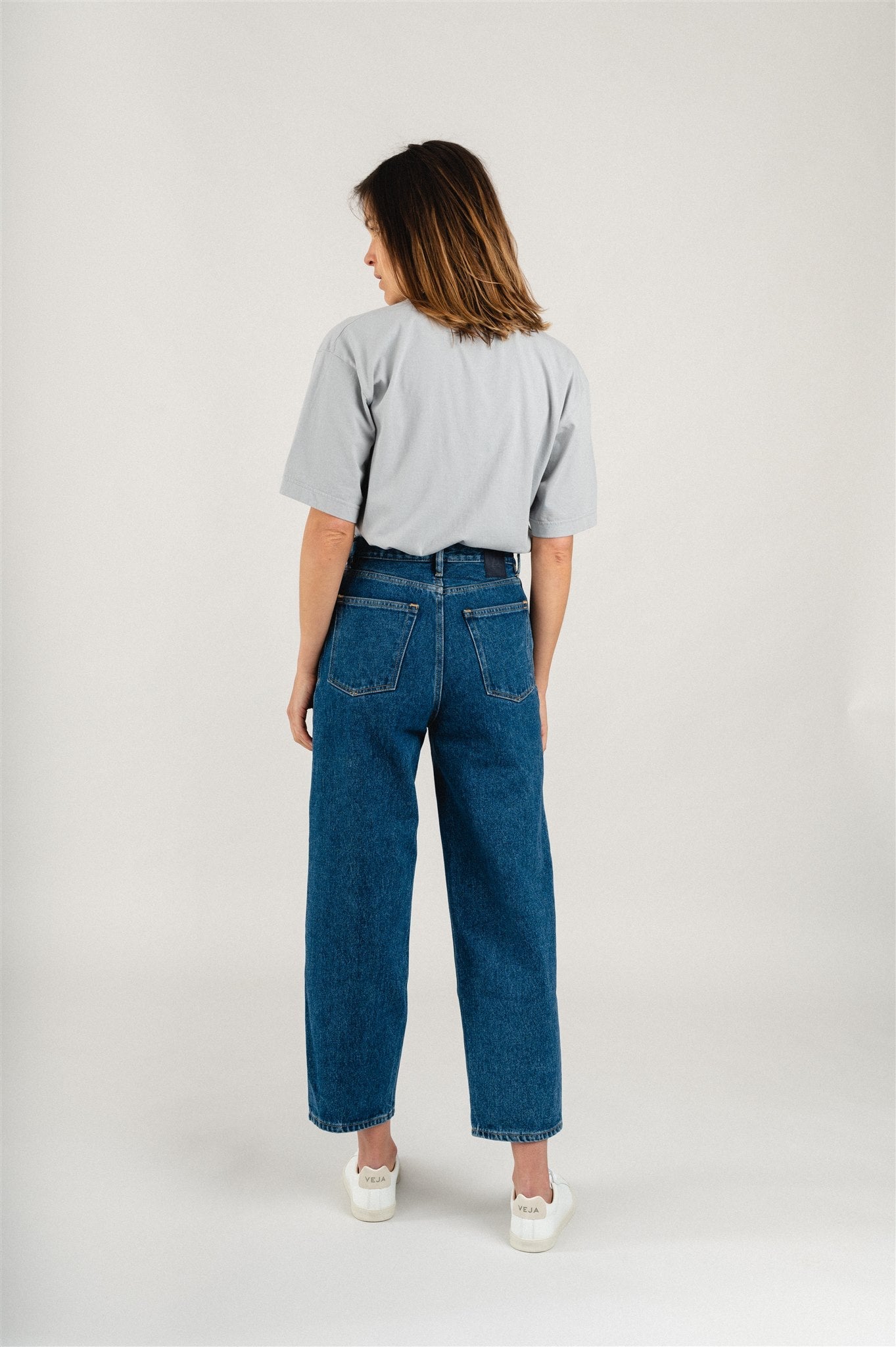 Jean 7/8 droit bleu en coton bio - AANIKE Retro Washed