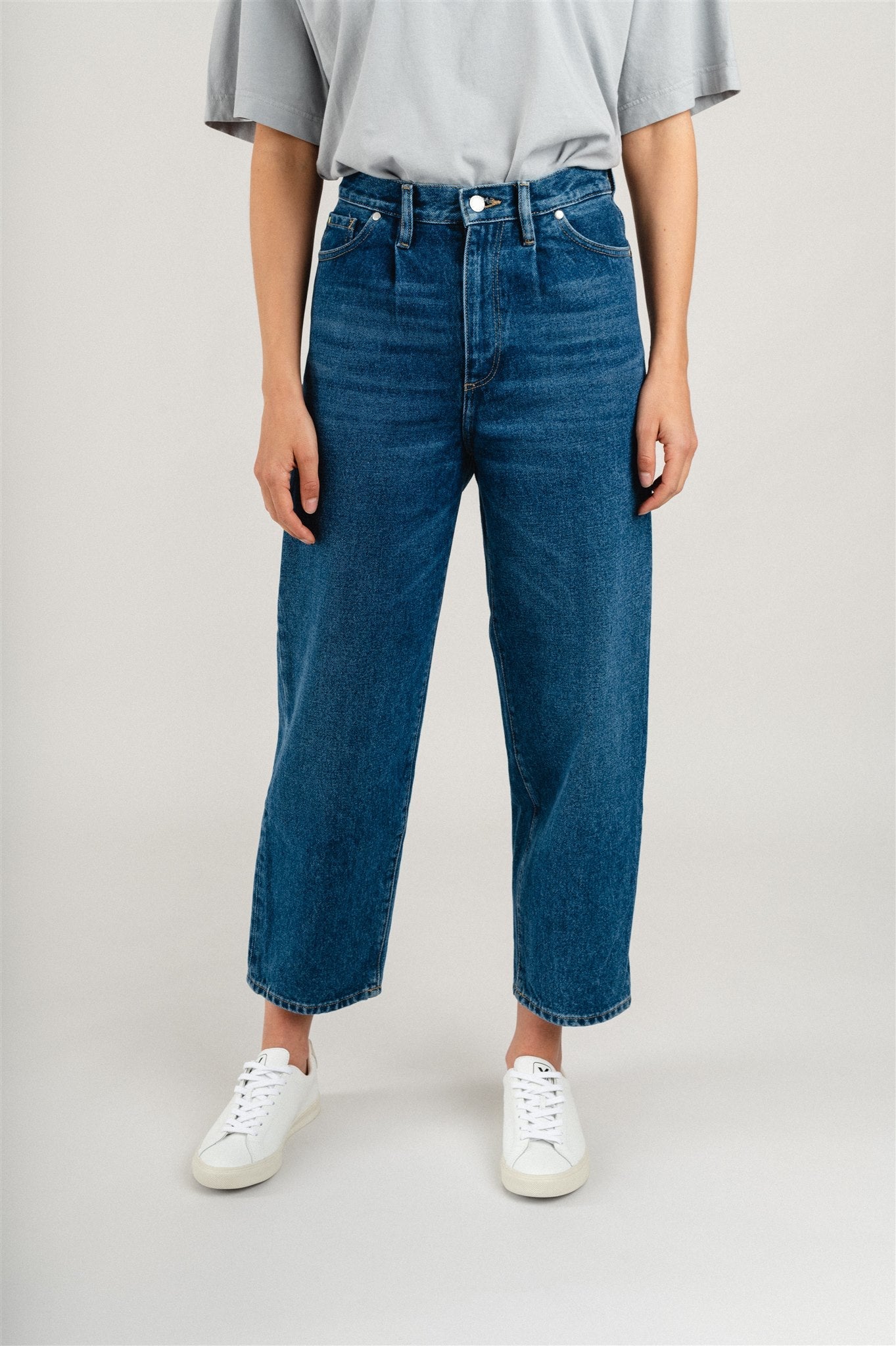 Jean 7/8 droit bleu en coton bio - AANIKE Retro Washed