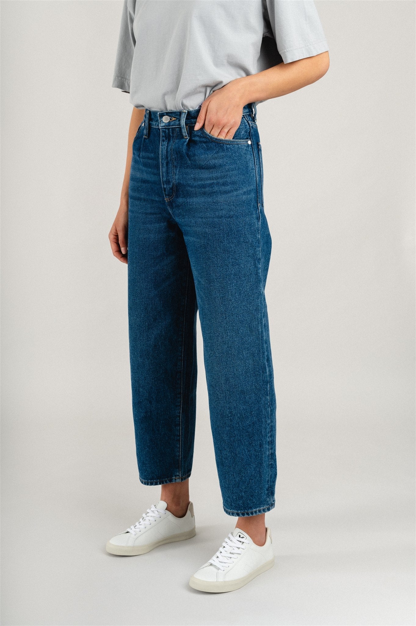 Jean 7/8 droit bleu en coton bio - AANIKE Retro Washed