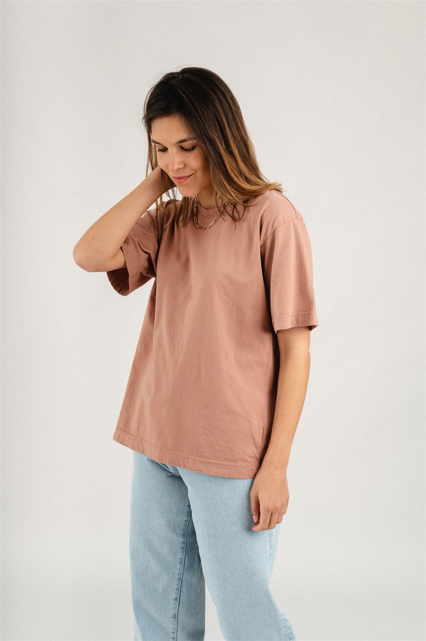 T-shirt oversize en coton bio | rose "women oversized t-shirt rosewood mist"