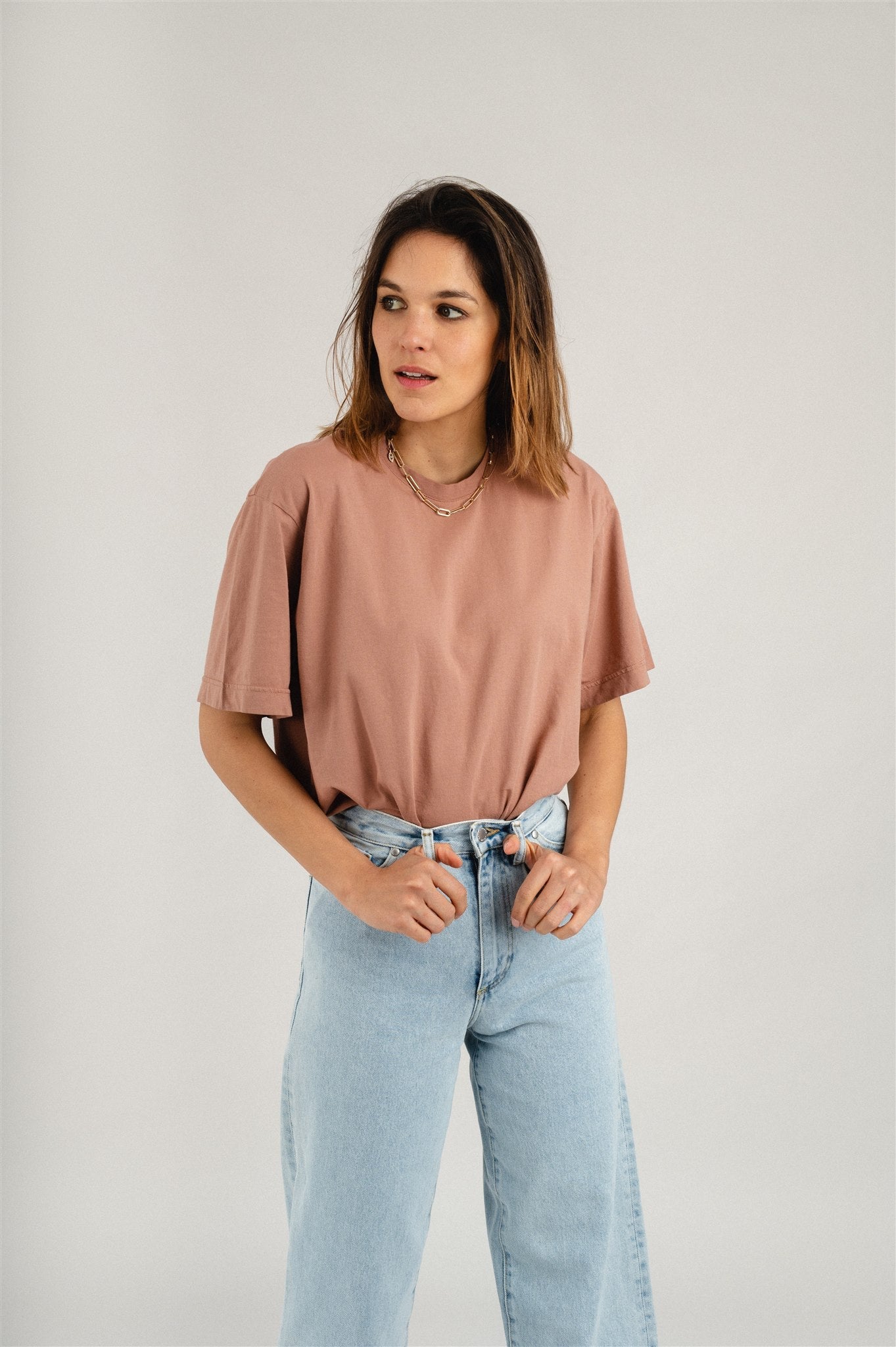 T-shirt oversize en coton bio | rose "women oversized t-shirt rosewood mist"