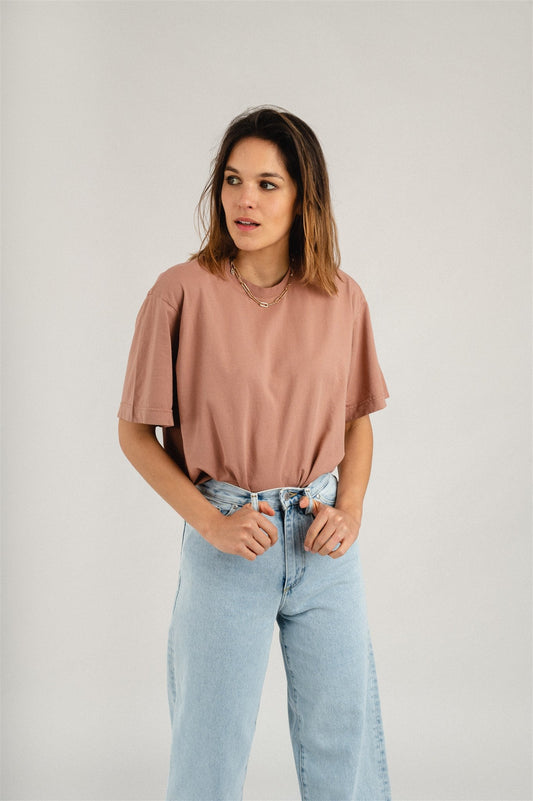 T-shirt oversize en coton bio | rose "women oversized t-shirt rosewood mist"