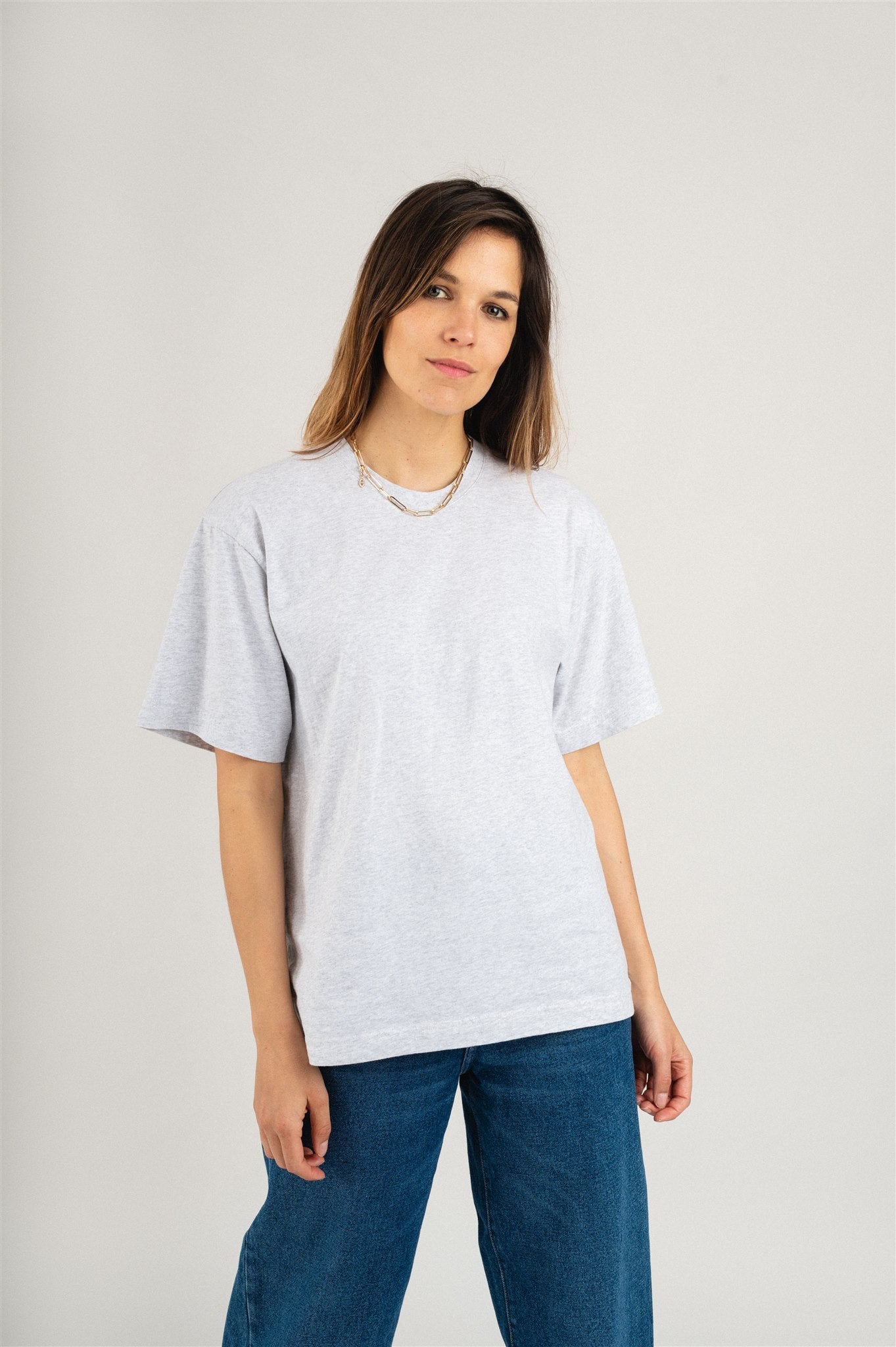 T-shirt oversize en coton bio | gris "women oversized t-shirt snow melange"